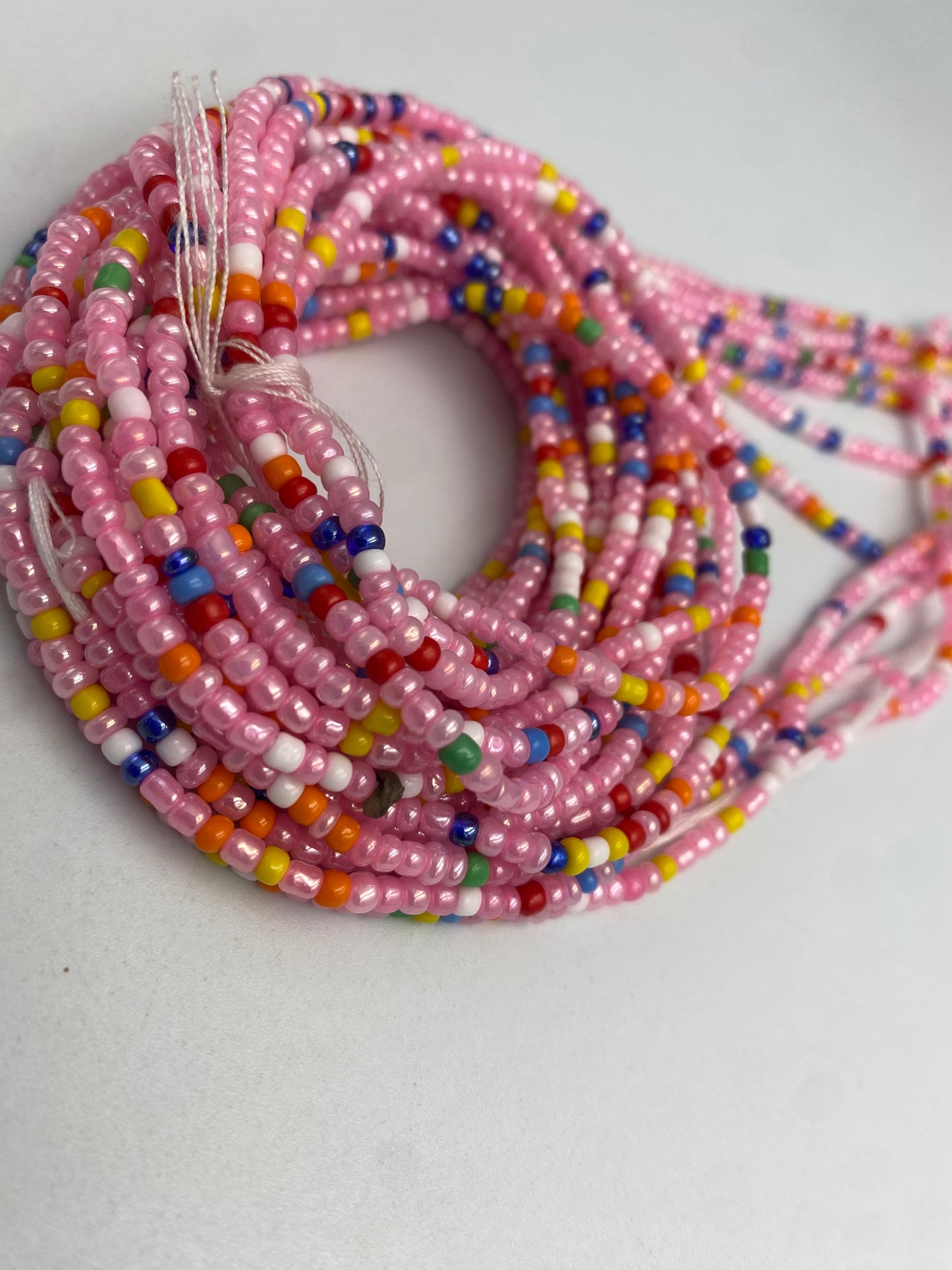 Pink- Waist Beads – Tie-On African Waist Bead Strand for Women, 45-50 Inches Adjustable, Body Jewelry for Adornment, Promoting Body Positivty & Weight Managemen