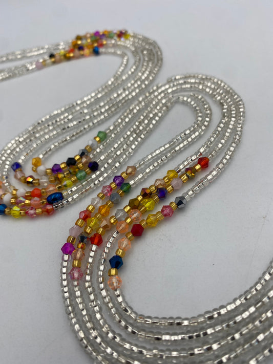 Silver Waist Beads Tie On 45–50 Inches | Handmade Waist Beads for Women
