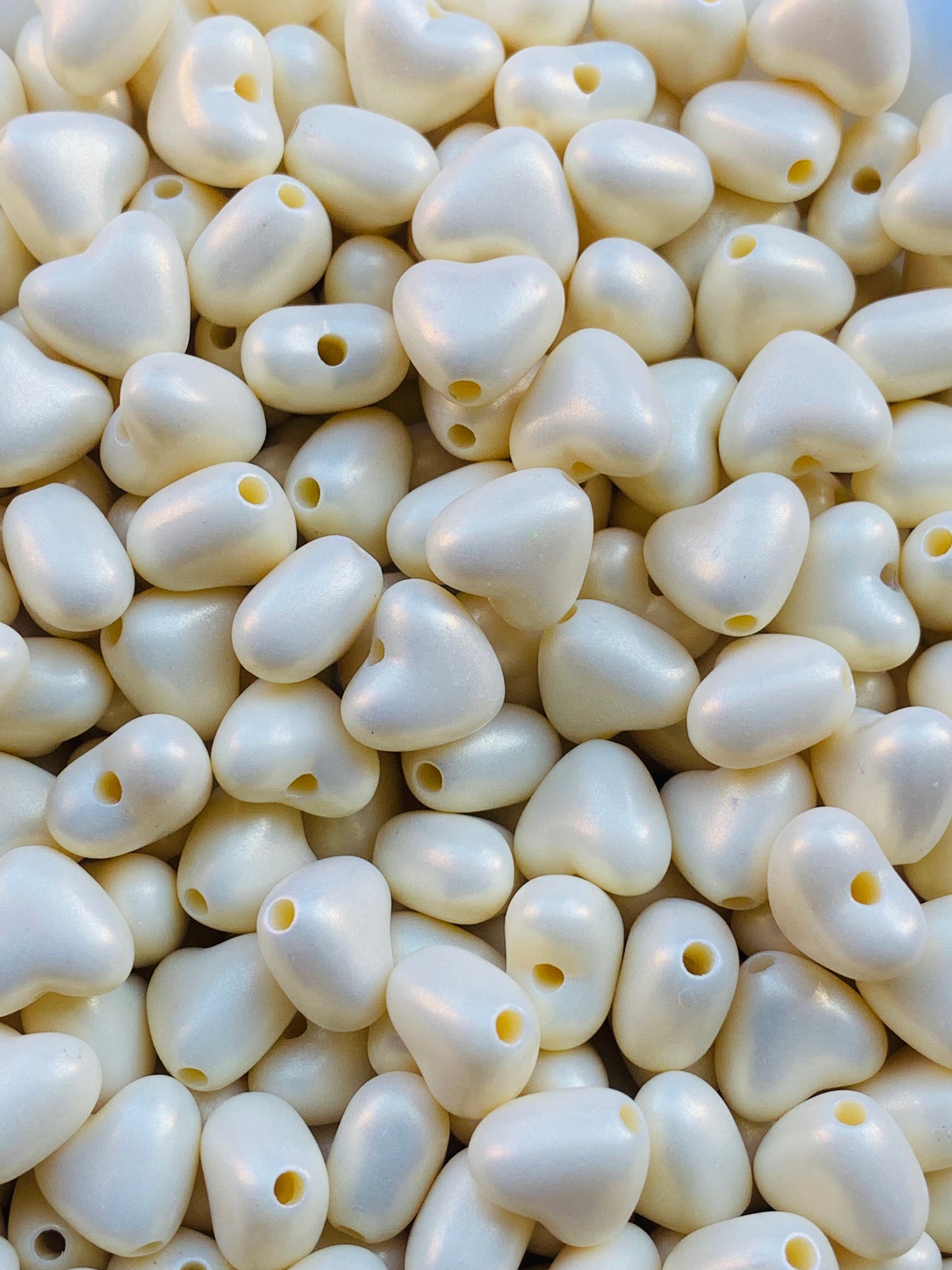 Heart Beads,  Acrylic Heart Beads, Plastic Heart Shape Beads, Vertical Hole Hearts - 100 Pcs