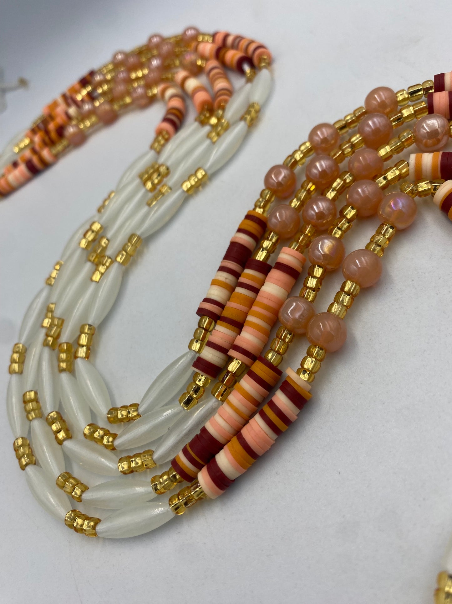 Subtle Glow in the dark Waist Beads- Heart  | Love  | African Waistbeads-Tie On 45"- 50"- Price Per Waist Bead