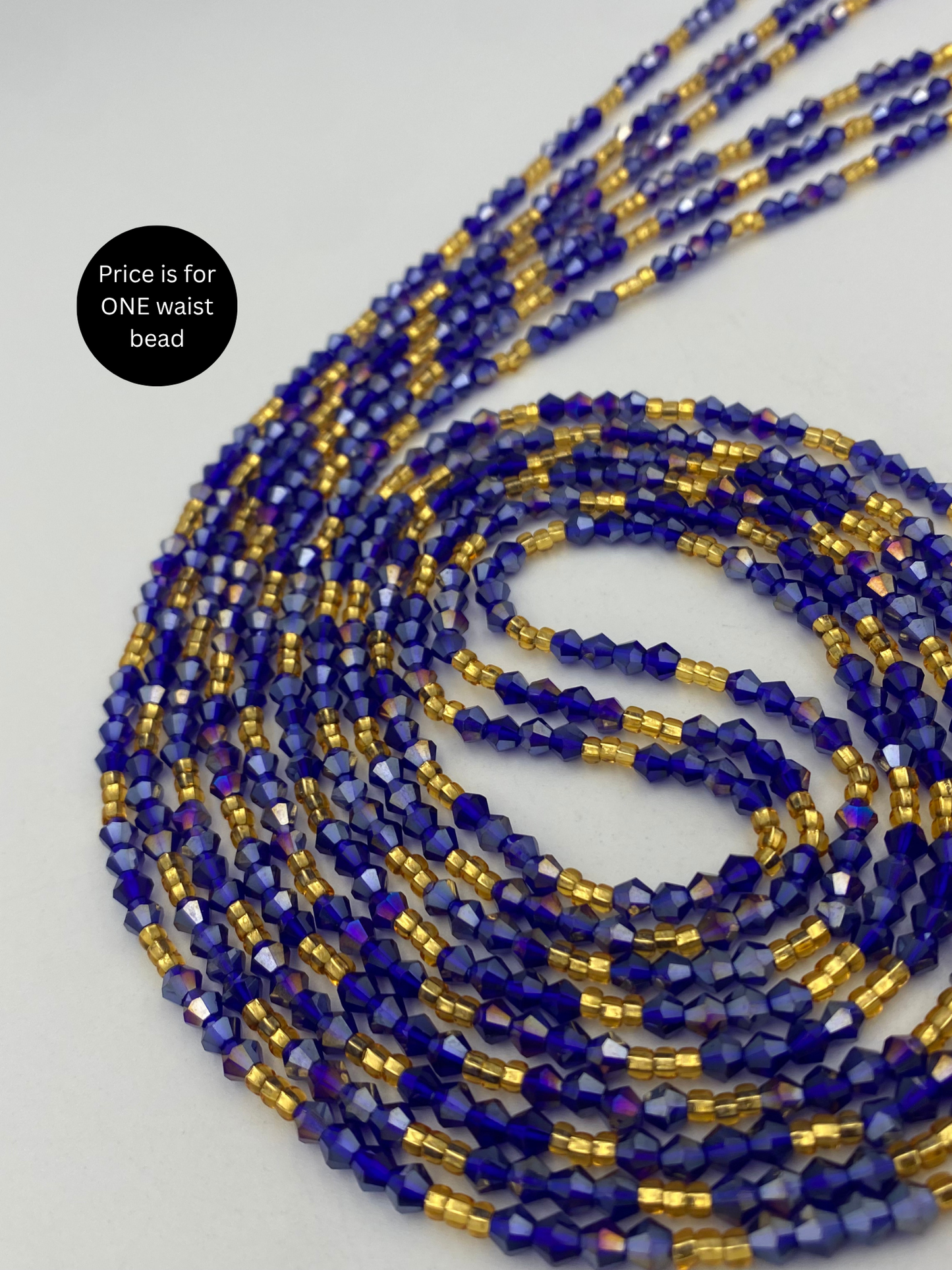 Variety of Crystal Waist Beads, Bicones, Mini crystal Waistbeads-  Choose your Color- Price Per Item - Tie On 40”-50”