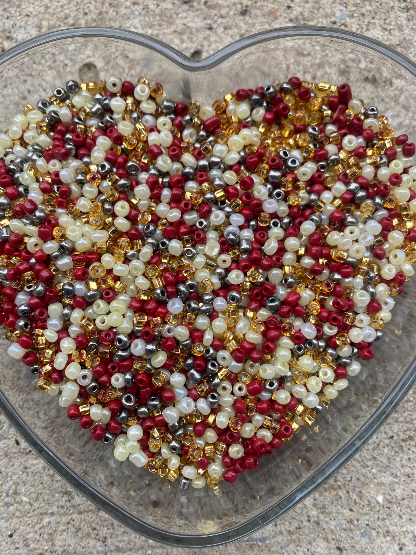 Mix Seed Beads- Multicolored- 4mm- 6/0 Glass Seed Beads For Jewelry Making,  Burgundy Pearly Cream, Gold and Metalic Silver Mix- DIY Waist beads, Bracelet Necklace Earrings