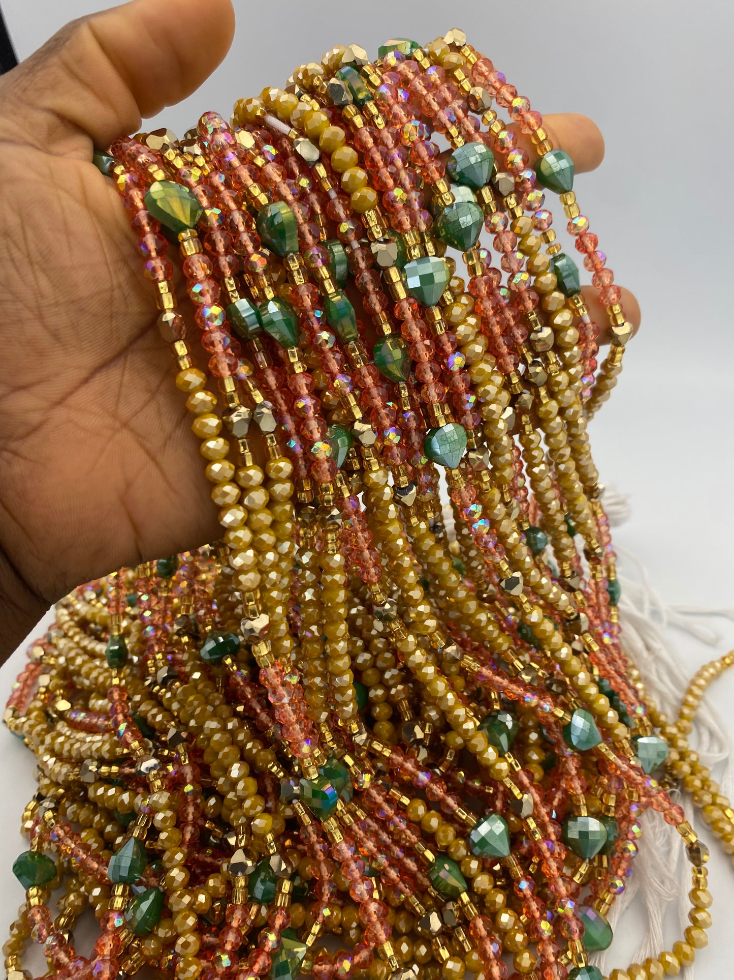 Soleil Grace Crystal Waist Beads – Handmade Tie-On Waist Beads for Women (45”–50”) | Body Adornment, Feminine Beauty, and Confidence