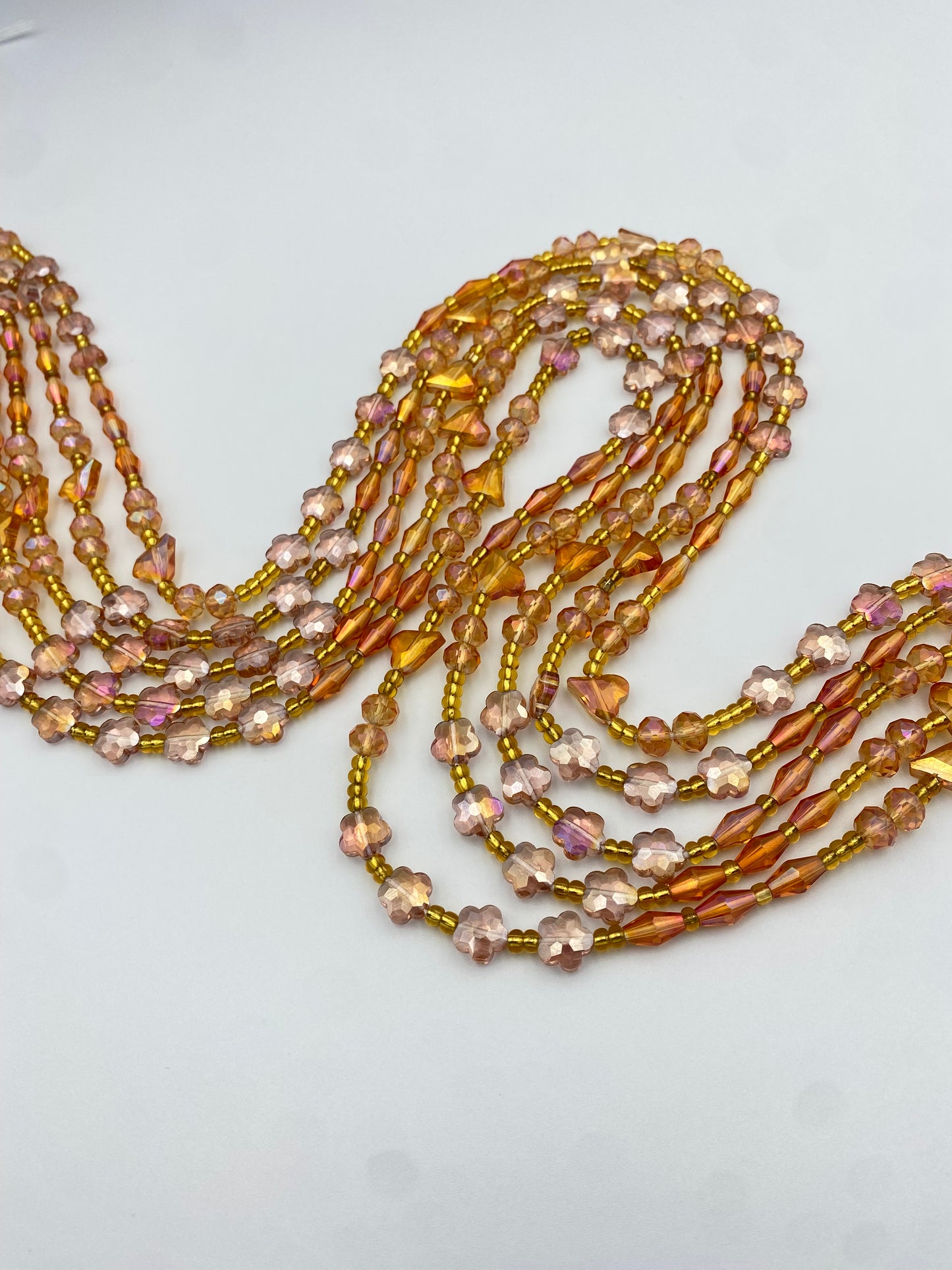 Blossom Sunset~ Luxury Crystal Waistbeads- Tie On