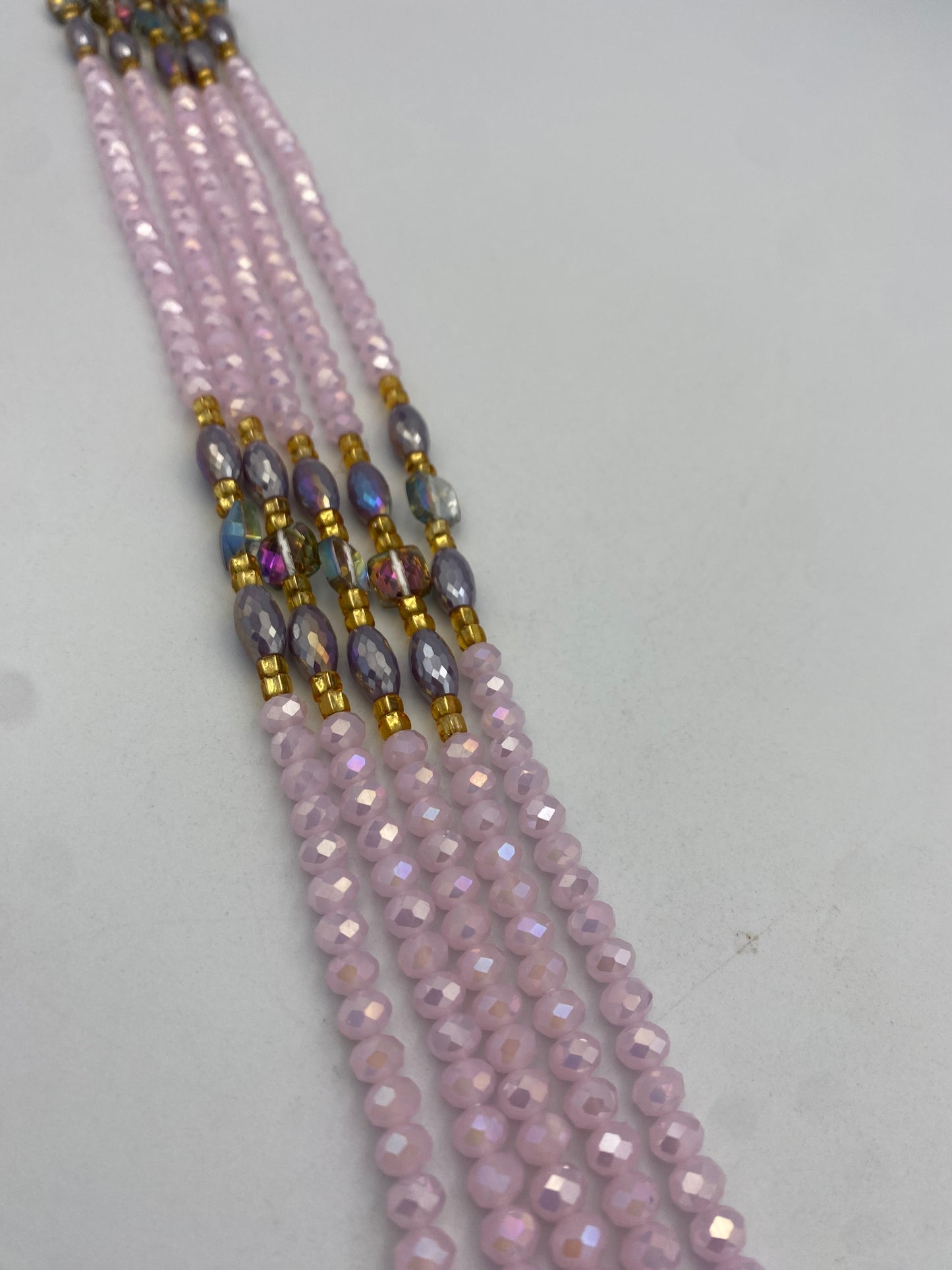 Jael ~ | Pink | Waist Bead for weightloss  |  Waist Beads – Luxury Tie-On Beaded Jewelry  | Crystal & Silver with Pink| Body Adornment & Weight Tracking- 45–Inches