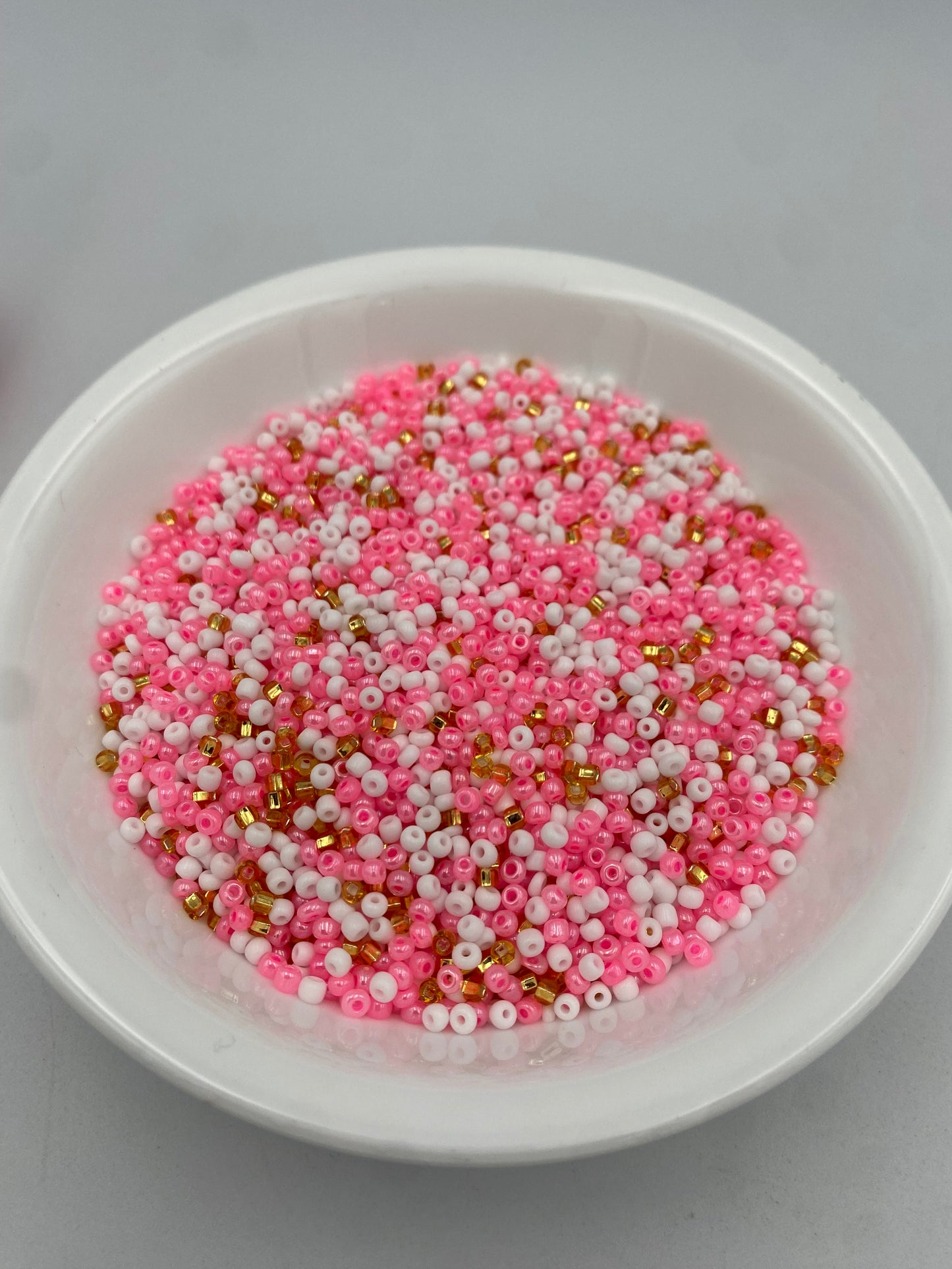 Mix Seed Beads- Multicolored 3mm -8/0 Glass Seed Beads For Jewelry Making,  Pink Gold & White Mix- DIY Waist beads, Bracelet Necklace Earrings