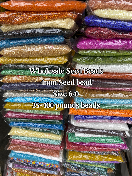 Wholesale Beads- 4mm- seed beads, Size 6/0 , Glass Seed Beads, Rocaille, Beads. Assorted - Jewelry Making- Beaded Jewelry- 35lbs, 50lbs or 100lbs