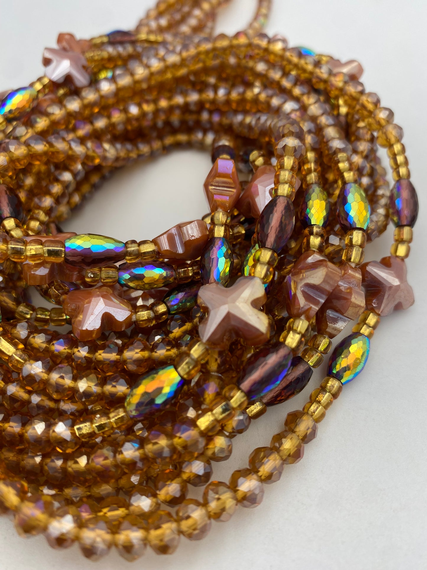 Brown Crystal Waist Bead | Waist Beads – Luxury Tie-On Beaded Jewelry  | Body Adornment & Weight Tracking | Price Per Item | 45–Inches