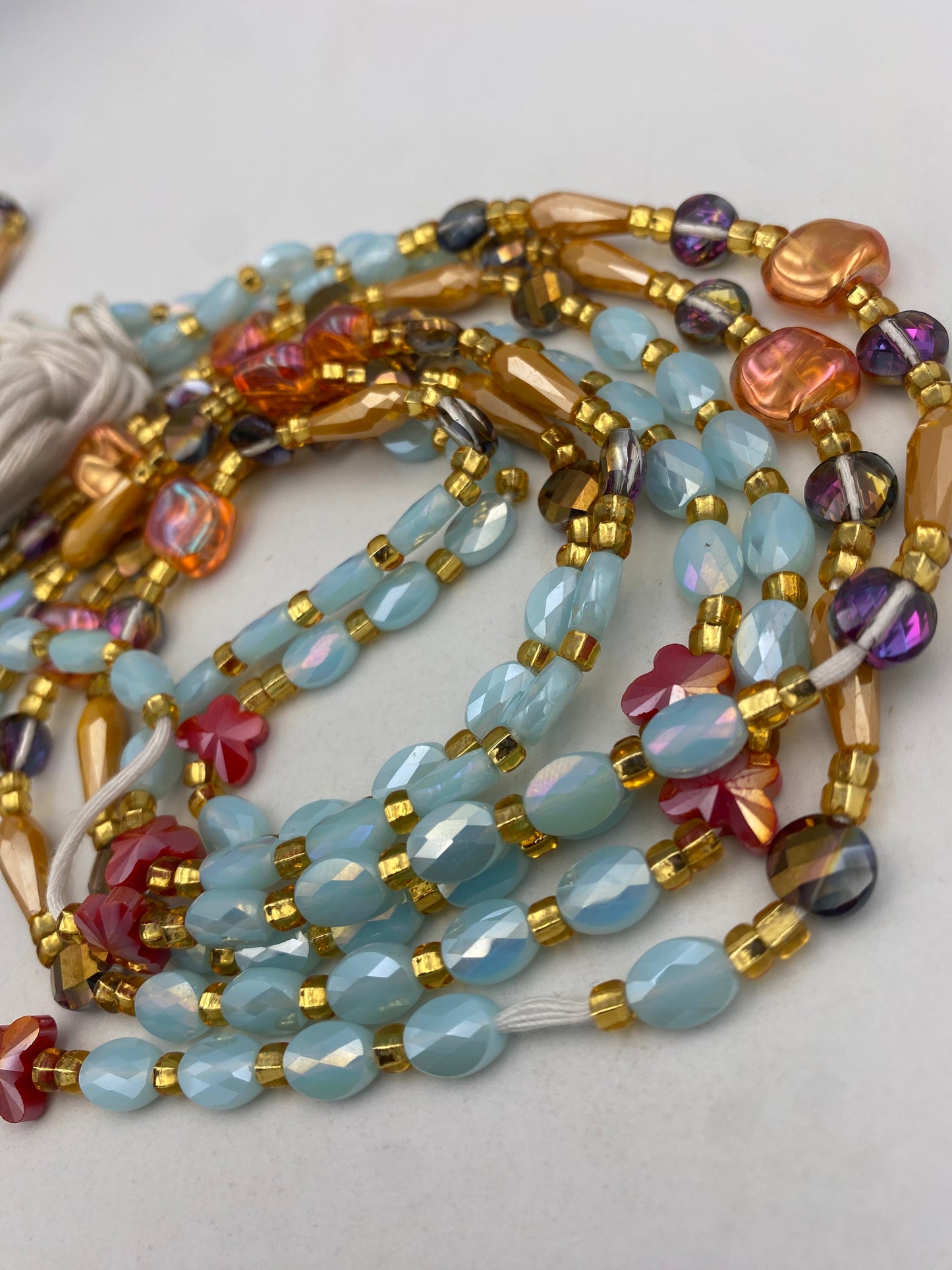 Aurora -Crystal Waist Bead | Luxury Tie-On Beaded Jewelry | Crystal WaistBead  | Body Adornment & Weight Tracking | - 45–Inches