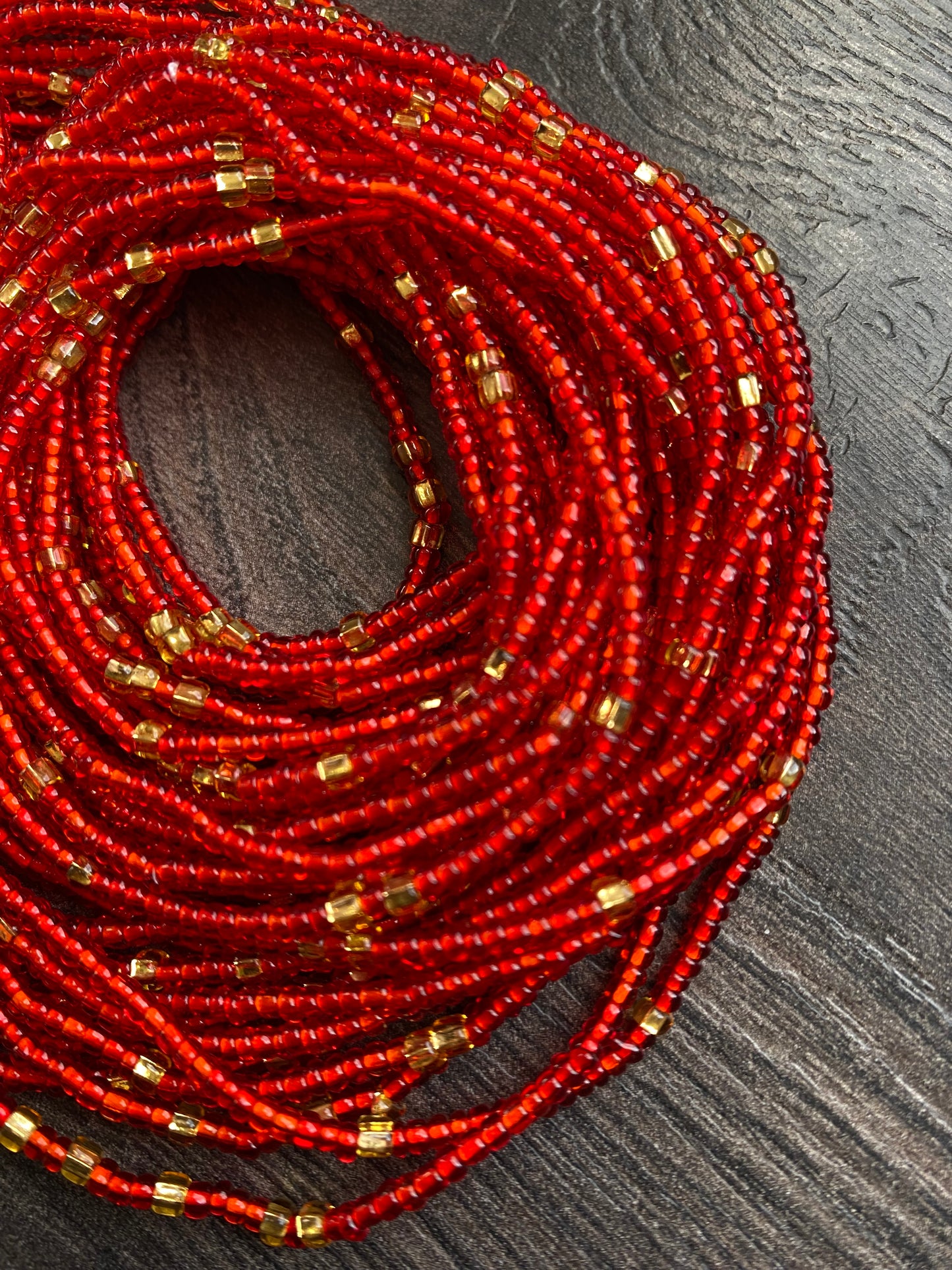 Red & Gold Waist Bead- Tie on