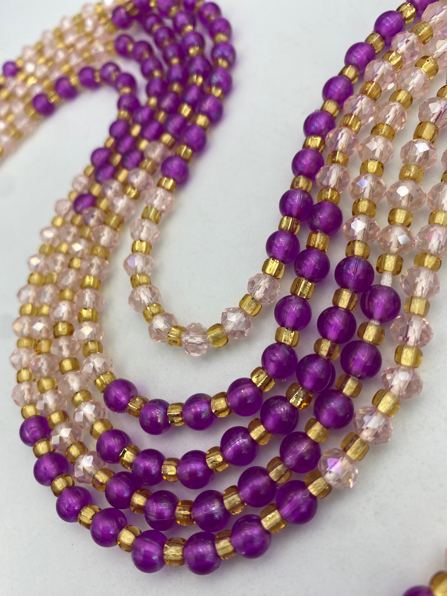 Zafira- Purple Crystal  WaistBead | Luxury Crystal Waist Bead | African WaistBead | Price Per Item | Tie On | 45” -50”