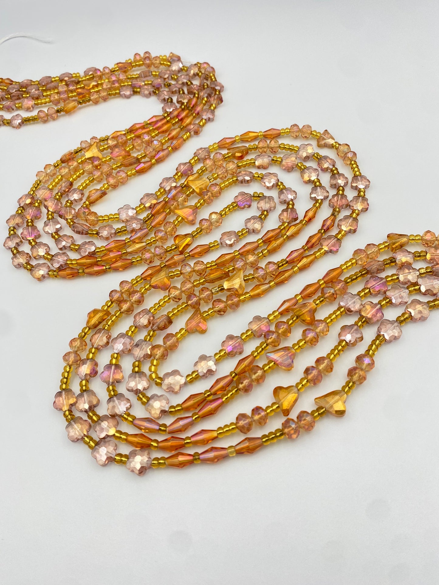 Blossom Sunset~ Luxury Crystal Waistbeads- Tie On