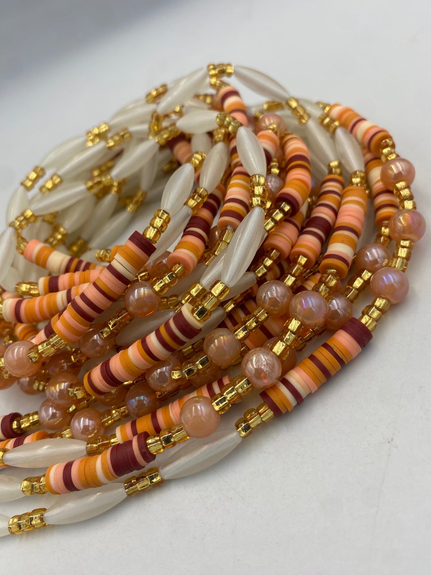 Subtle Glow in the dark Waist Beads- Heart  | Love  | African Waistbeads-Tie On 45"- 50"- Price Per Waist Bead