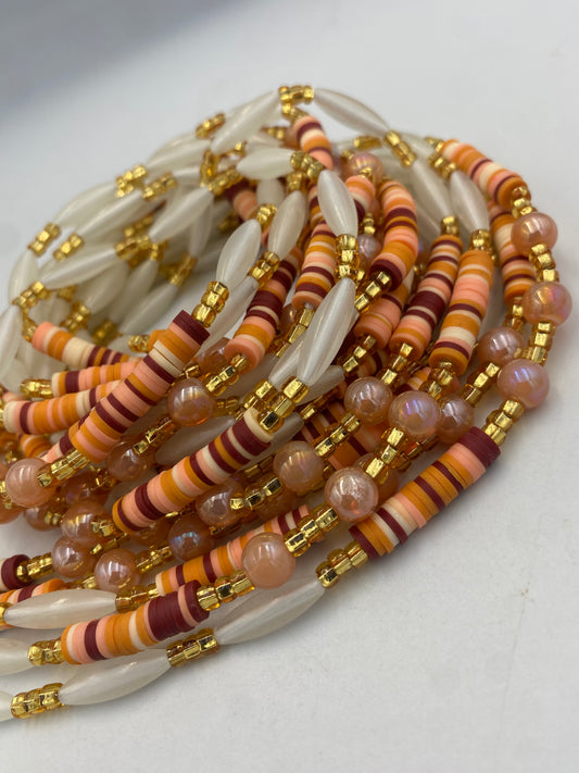 Subtle Glow in the dark Waist Beads- Heart  | Love  | African Waistbeads-Tie On 45"- 50"- Price Per Waist Bead