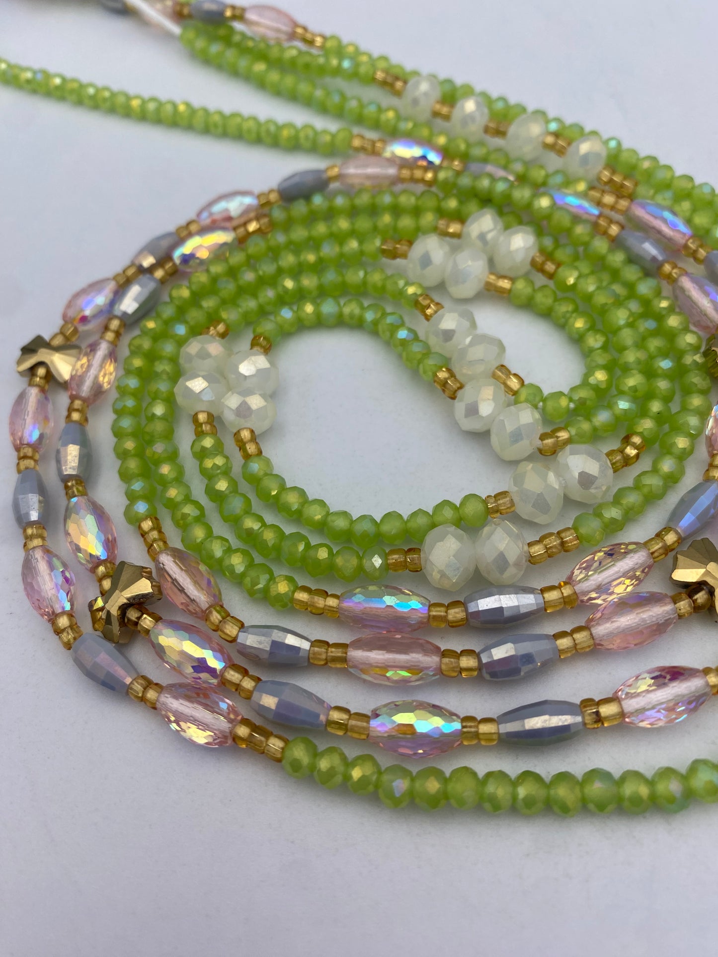 Lime Green Crystal Waist Bead | Waist Beads – Luxury Tie-On Beaded Jewelry | Body Adornment & Weight Tracking | Price Per Item | 45–Inches