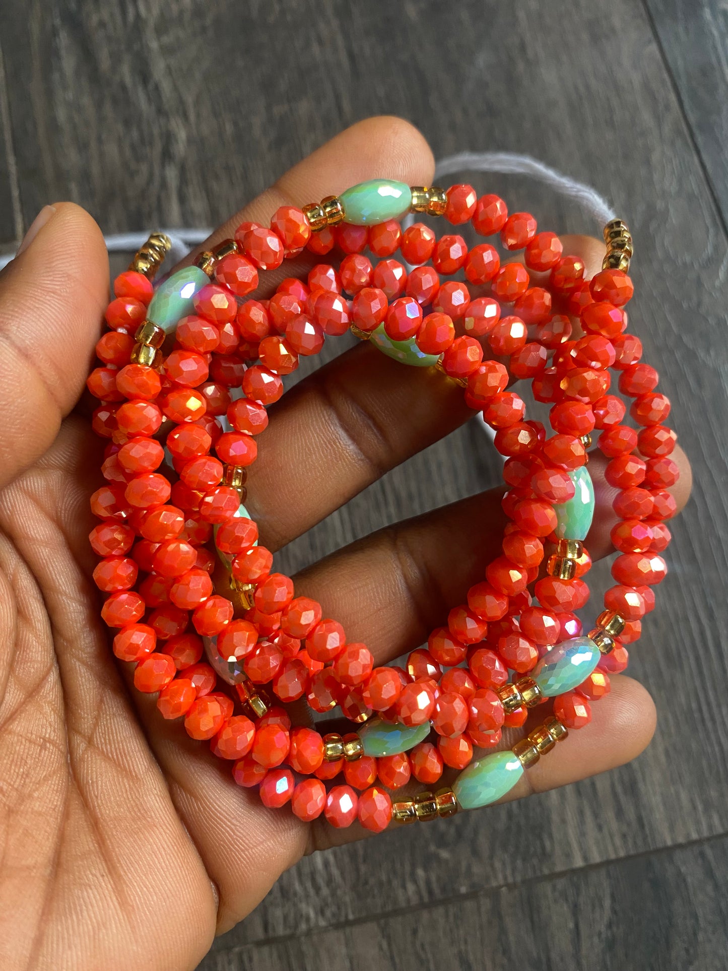 Orange Luxury Crystal Waist Beads