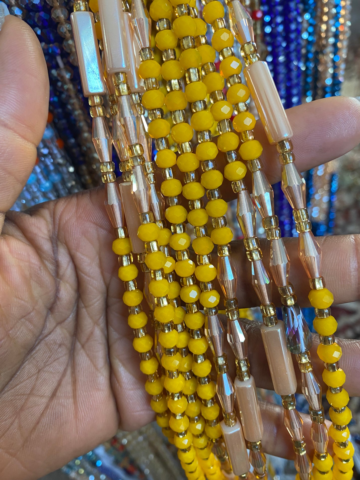 Wholesale African Waist Beads – Crystal Tie-On Strands 45”–50” (Bulk 25pcs Pack)