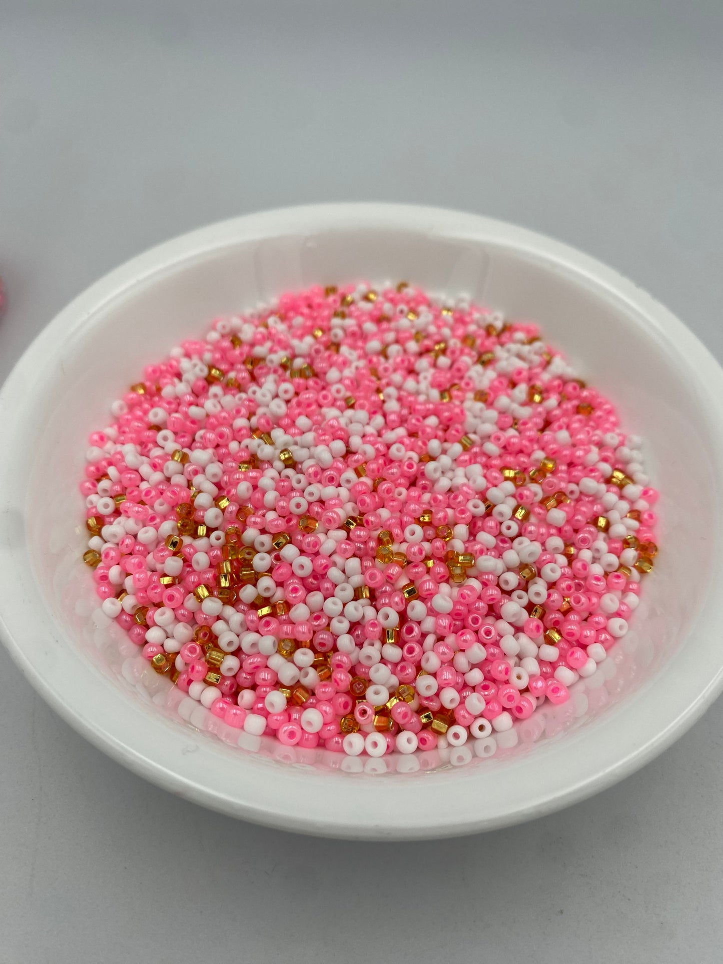 Mix Seed Beads- Multicolored 3mm -8/0 Glass Seed Beads For Jewelry Making,  Pink Gold & White Mix- DIY Waist beads, Bracelet Necklace Earrings