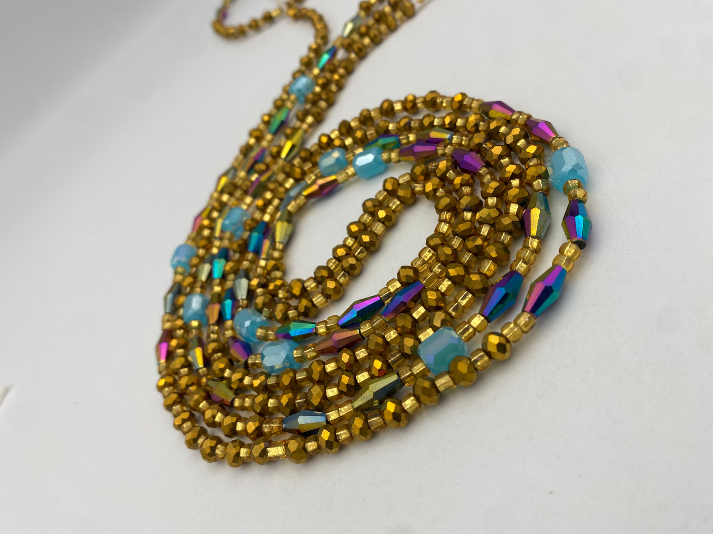 Bronze Crystal Waist Bead- Tie on