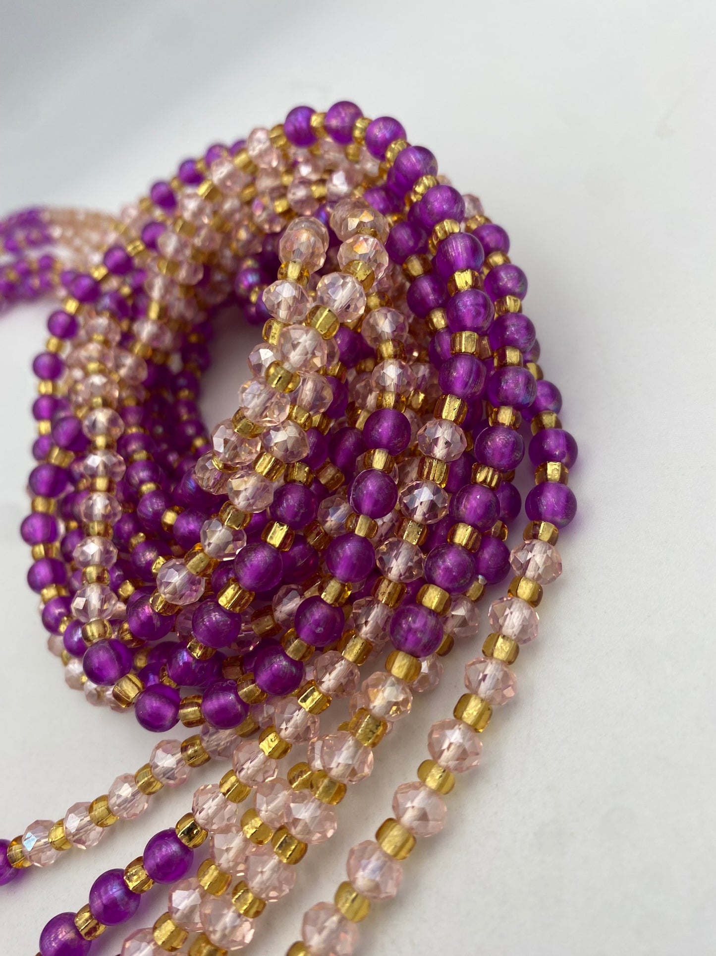 Zafira- Purple Crystal  WaistBead | Luxury Crystal Waist Bead | African WaistBead | Price Per Item | Tie On | 45” -50”