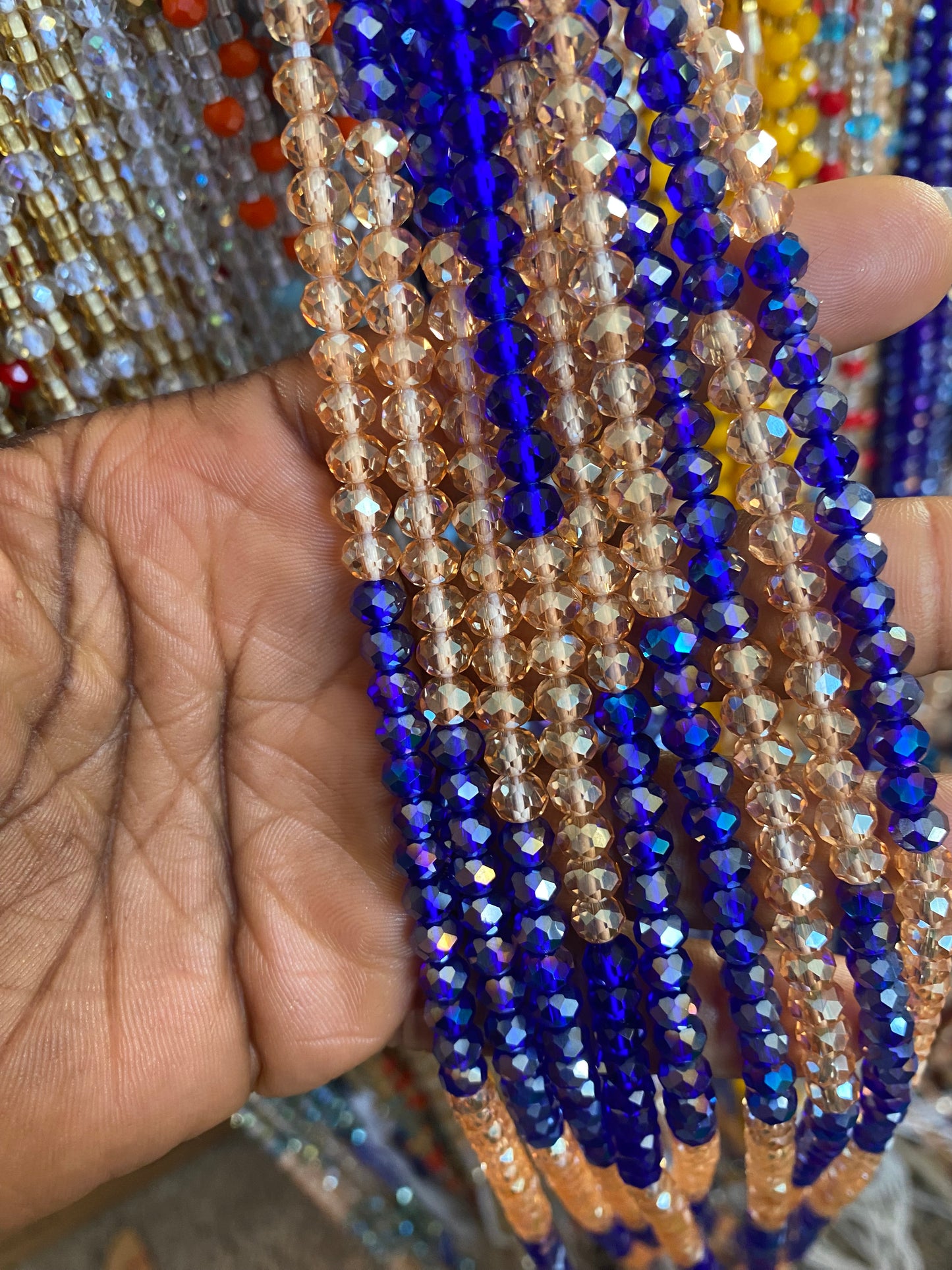 Wholesale African Waist Beads – Crystal Tie-On Strands 45”–50” (Bulk 25pcs Pack)