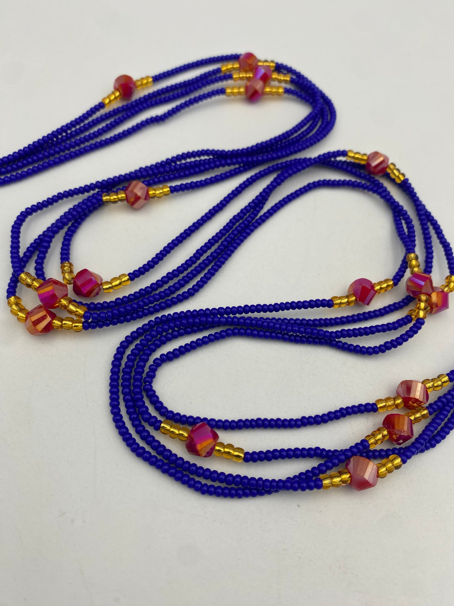 Blue & Red Waist Bead- Tie On