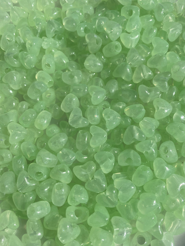 Soft Glow-In-The Dark Heart Beads , Bulk Beads for Jewelry making 500-600 per pack