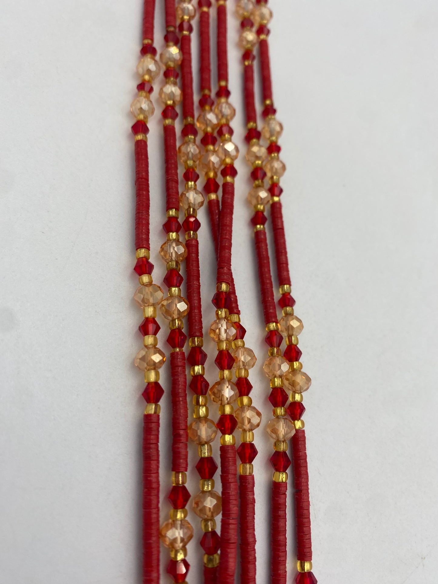 Vinyl Flat Disc Waist Bead | Clay Beads African Waist Beads | Adjustable Tie-On 45”–50”