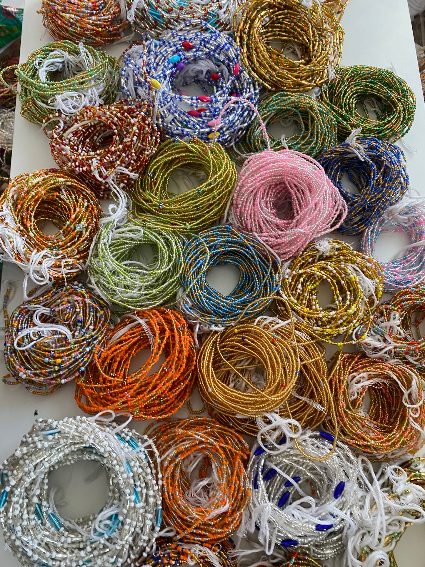 Wholesale African Waist Beads – Crystal Tie-On Strands 30”-36” (Bulk 25pcs Pack)