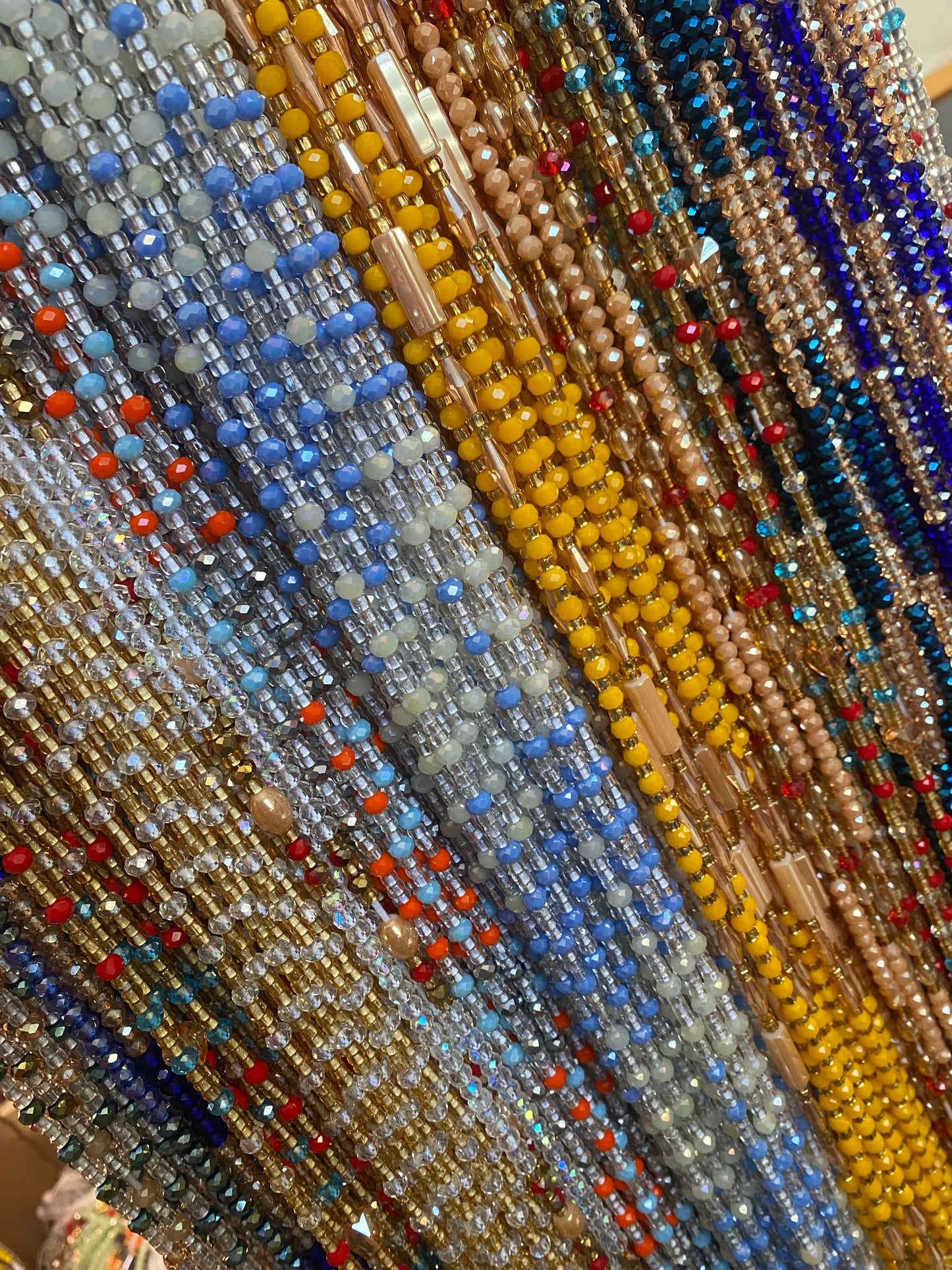 Wholesale African Waist Beads – Crystal Tie-On Strands 45”–50” (Bulk 25pcs Pack)