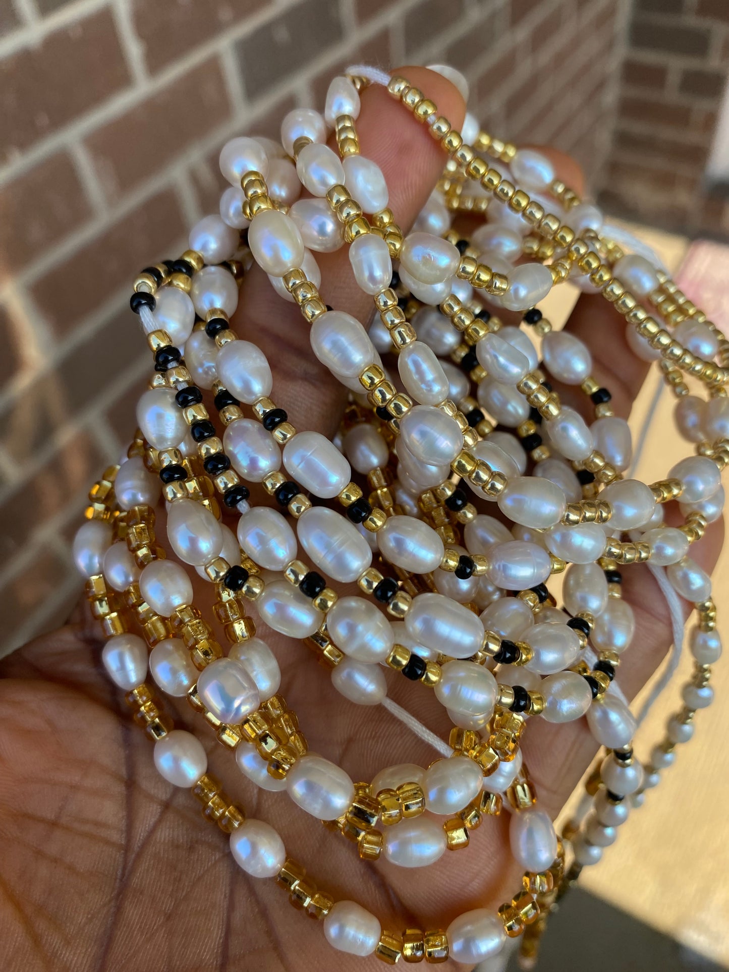 Freshwater Pearl & Crystal Waist Beads – 45” Permanent Tie-On Jewelry~ Choose Your design