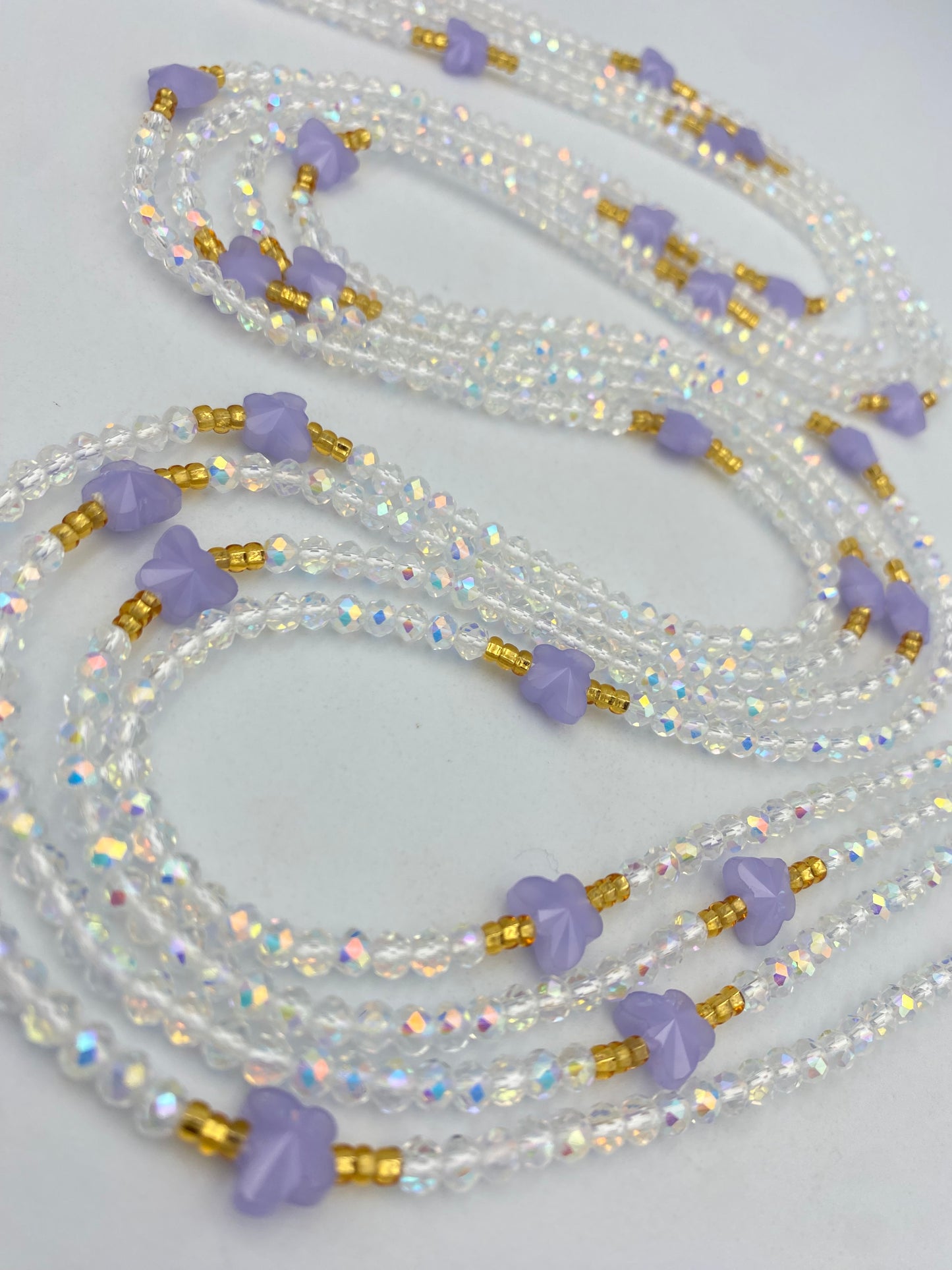 Heaven’s Whisper ~Silver & Purple Butterfly Crystal Waist Bead- Price per WaistBead