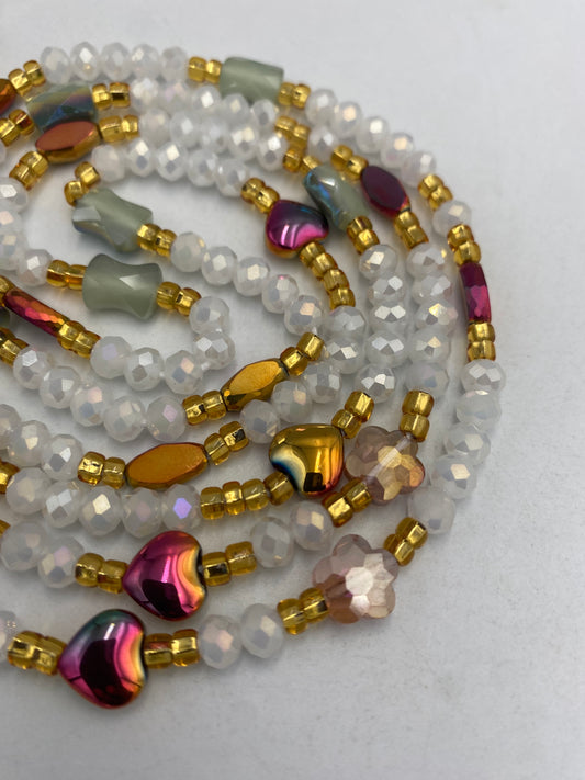 White Luxury Crystal Waist Bead 45”| 1 PC