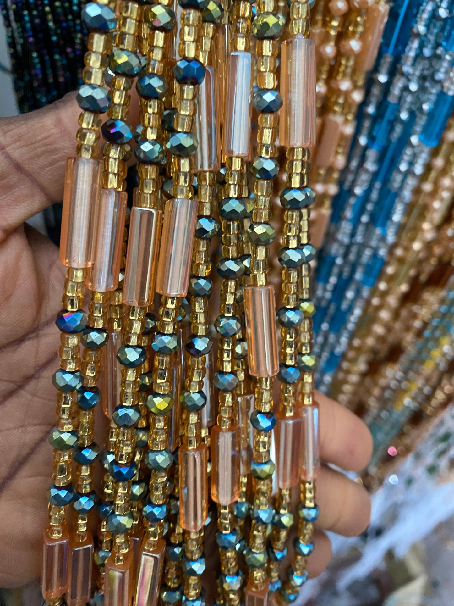 Wholesale African Waist Beads – Crystal Tie-On Strands 45”–50” (Bulk 25pcs Pack)