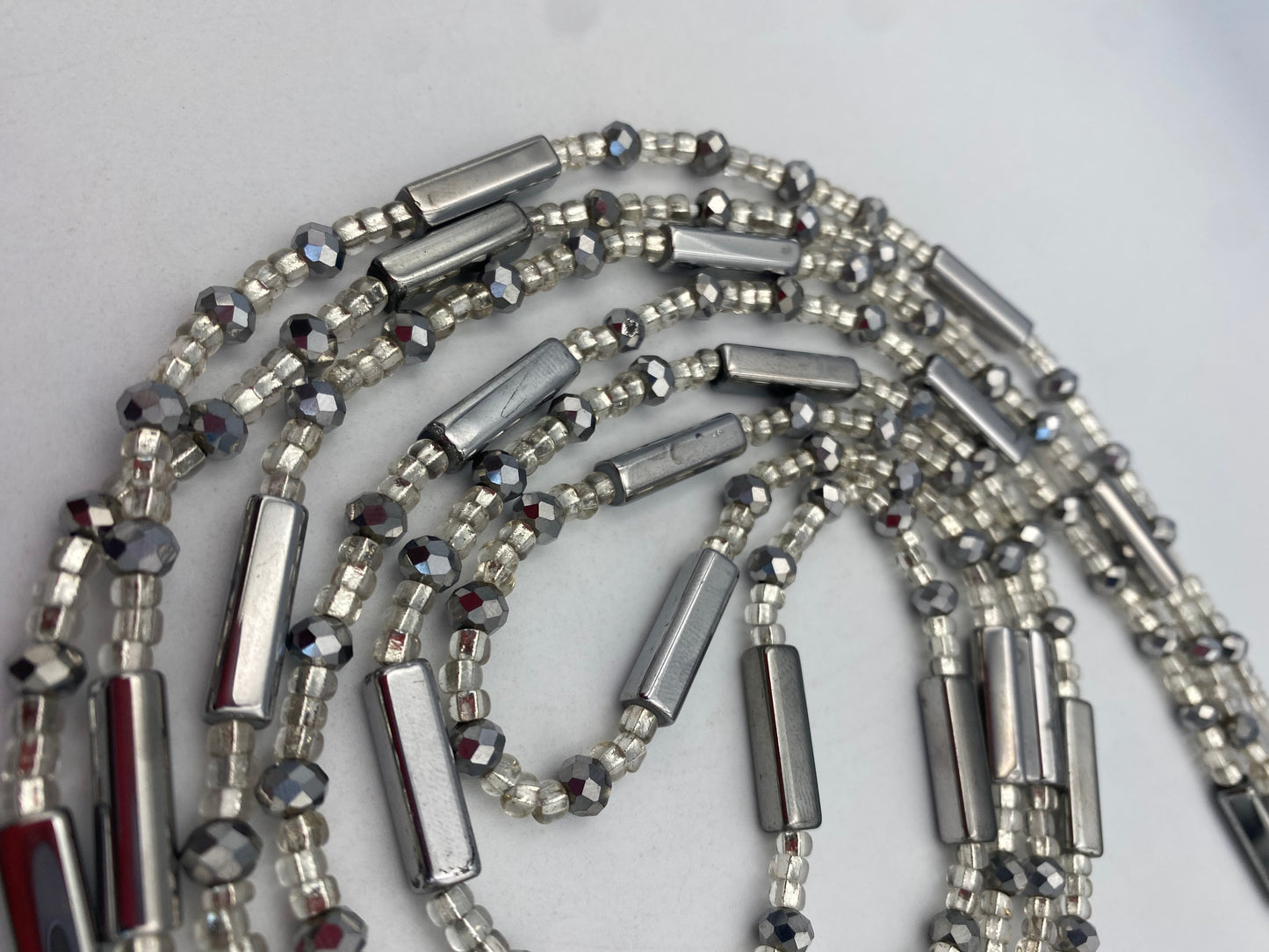 Silver crystal WaistBead | Luxury Crystal Waist Bead | Tie On | 45” -50”