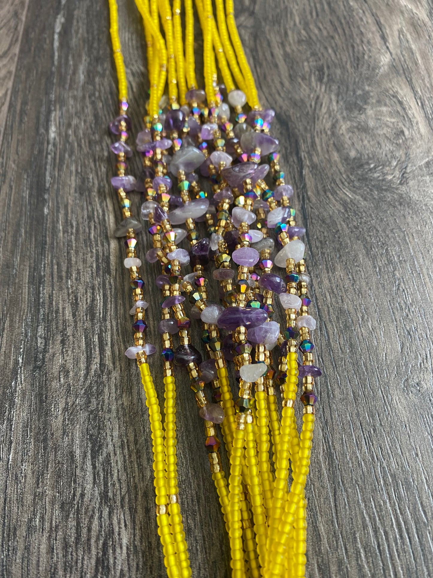 Amethyst  - Yellow Waistbeads- Natural stone waistbead
