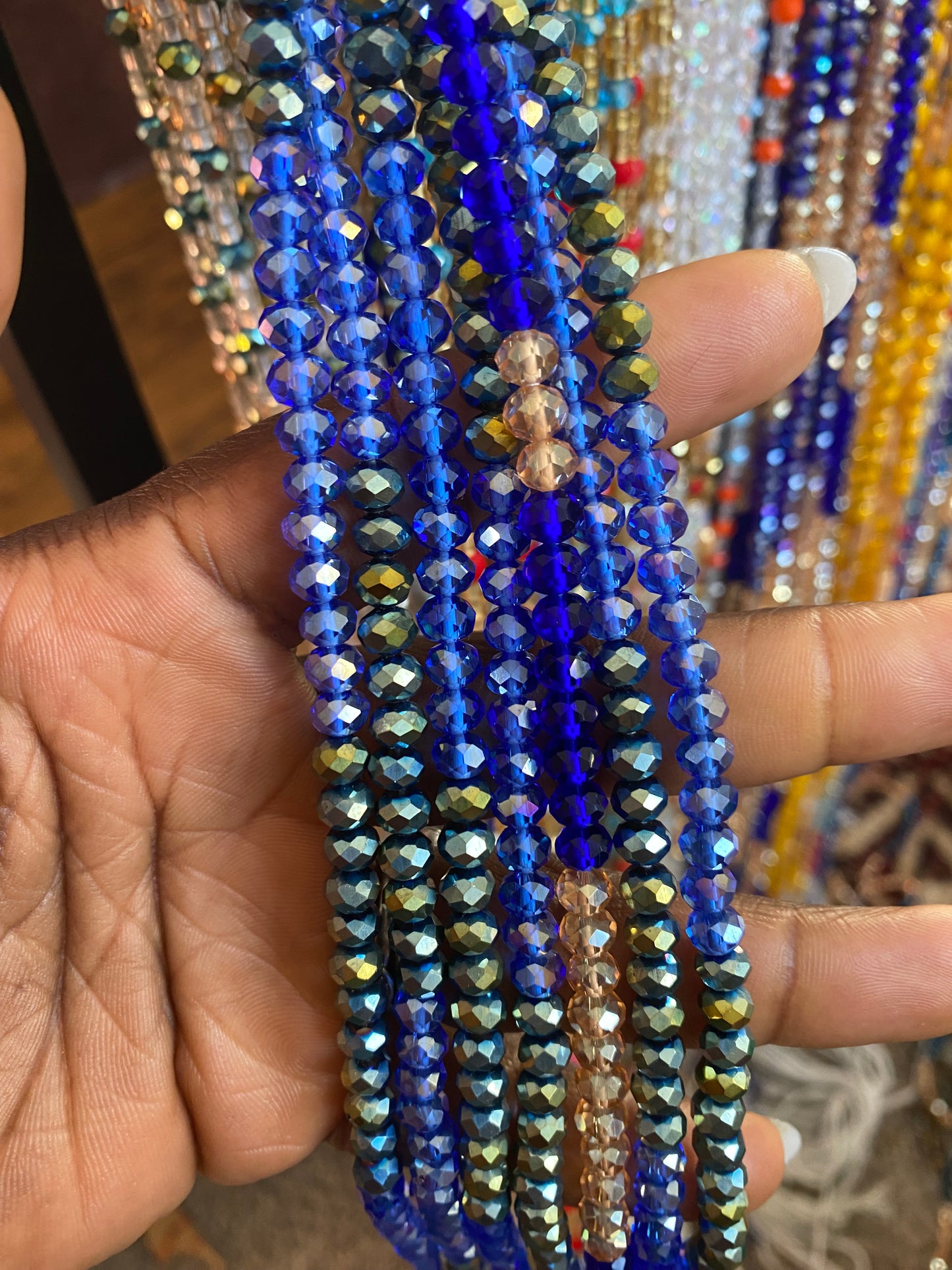 Wholesale African Waist Beads – Crystal Tie-On Strands 45”–50” (Bulk 25pcs Pack)