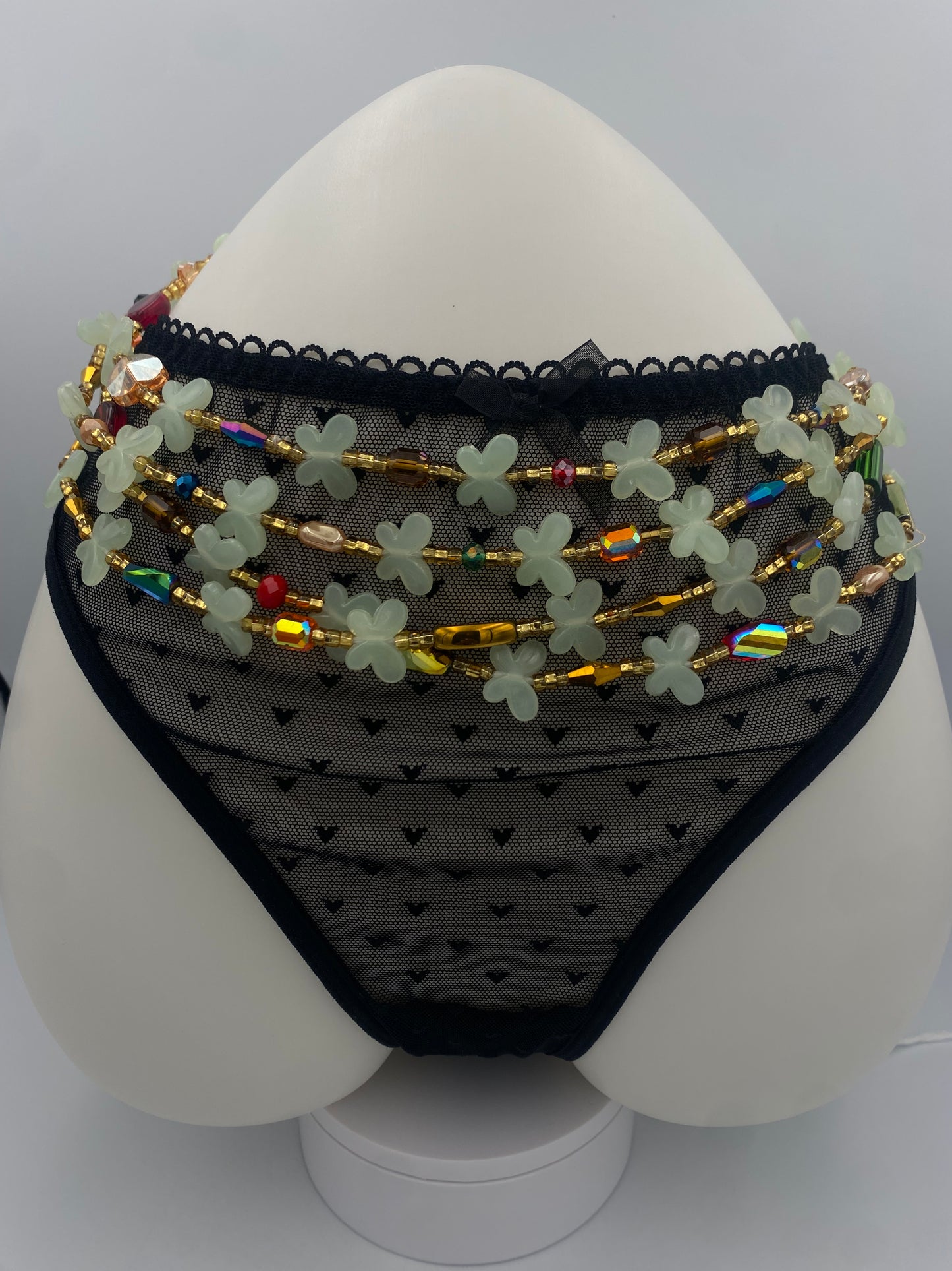 Subtle Glow in the dark Waist Beads- Blue and - Butterfly waistbeads-Tie On 45"- 50"- Price Per Waist Bead- Add to Cart Now