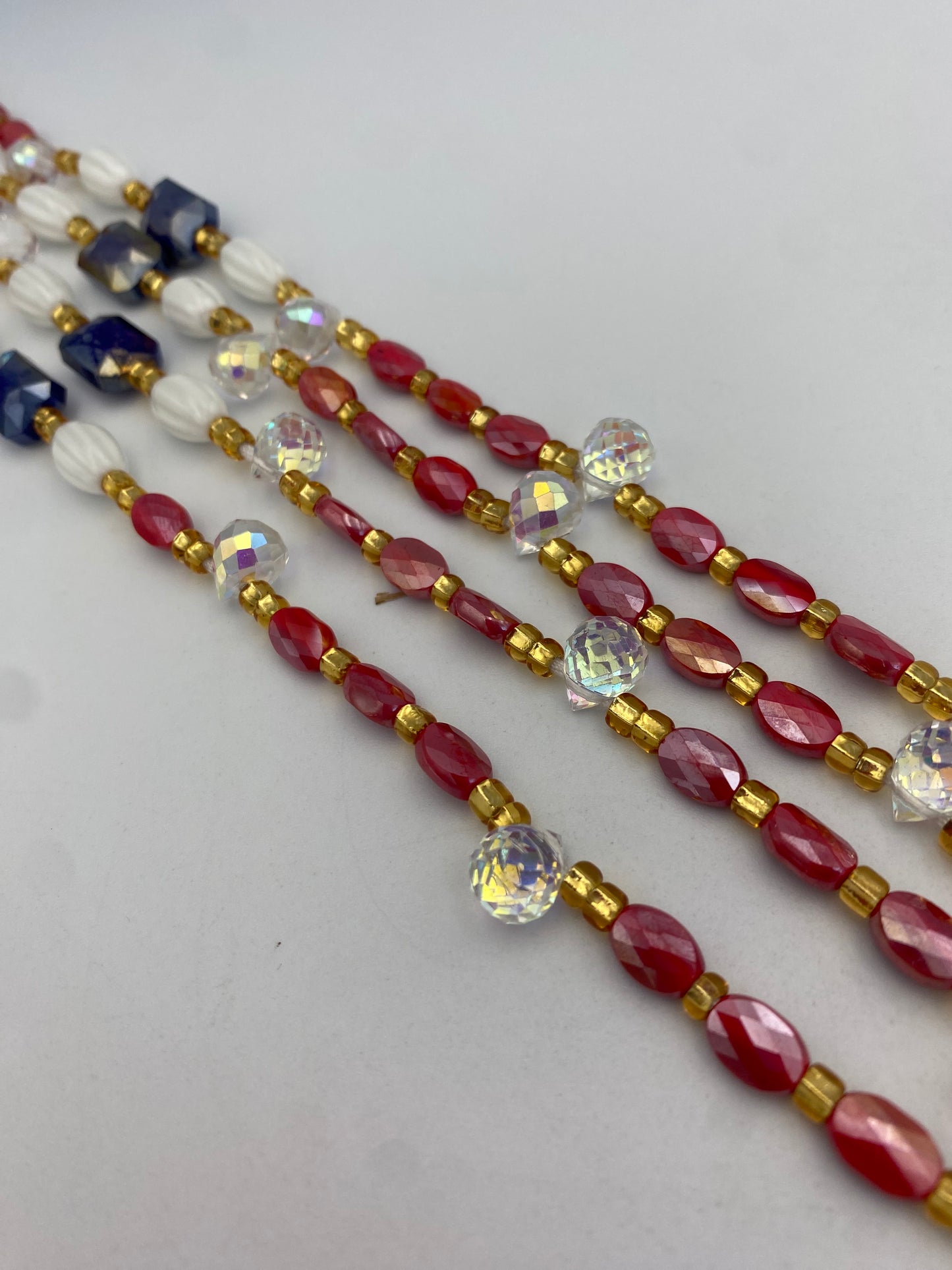 Red Crystal Waist Bead | Waist Beads – Luxury Tie-On Beaded Jewelry | Body Adornment & Weight Tracking | Price Per Item | 45–Inches