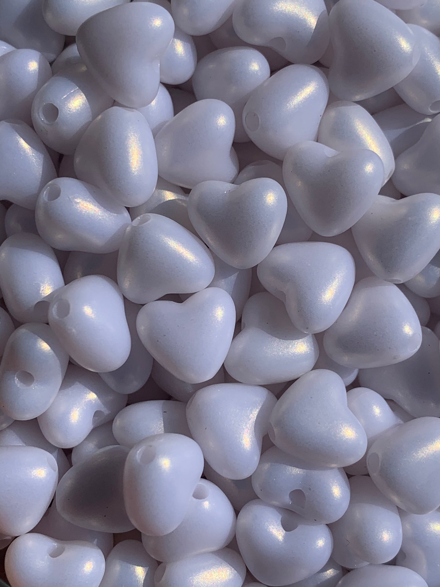 Heart Beads,  Acrylic Heart Beads, Plastic Heart Shape Beads, Vertical Hole Hearts - 100 Pcs