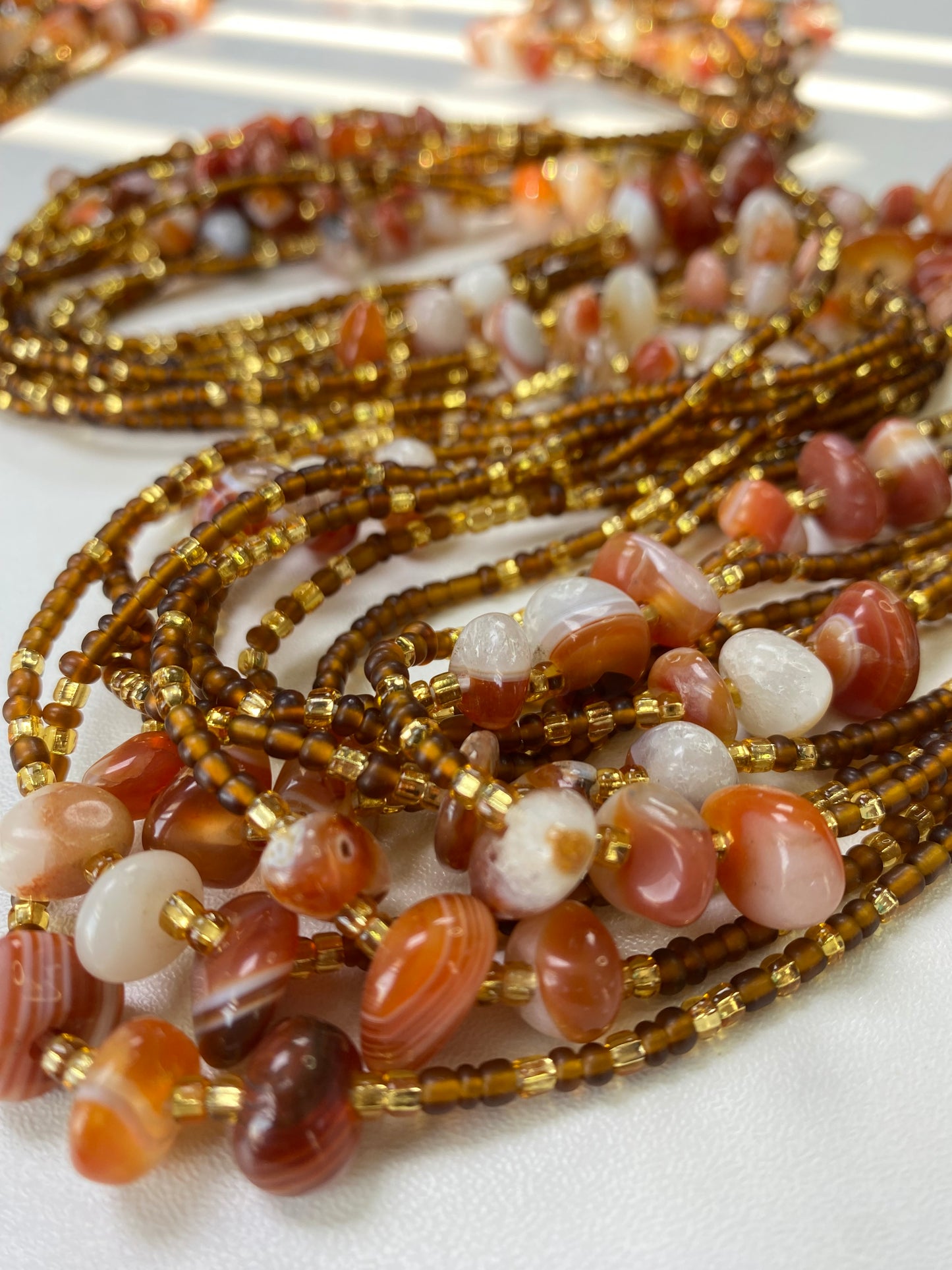 Carnelian Agate~ Luxury Crystal Waistbeads- carnelian waistBeads- Natural stone WaistBead