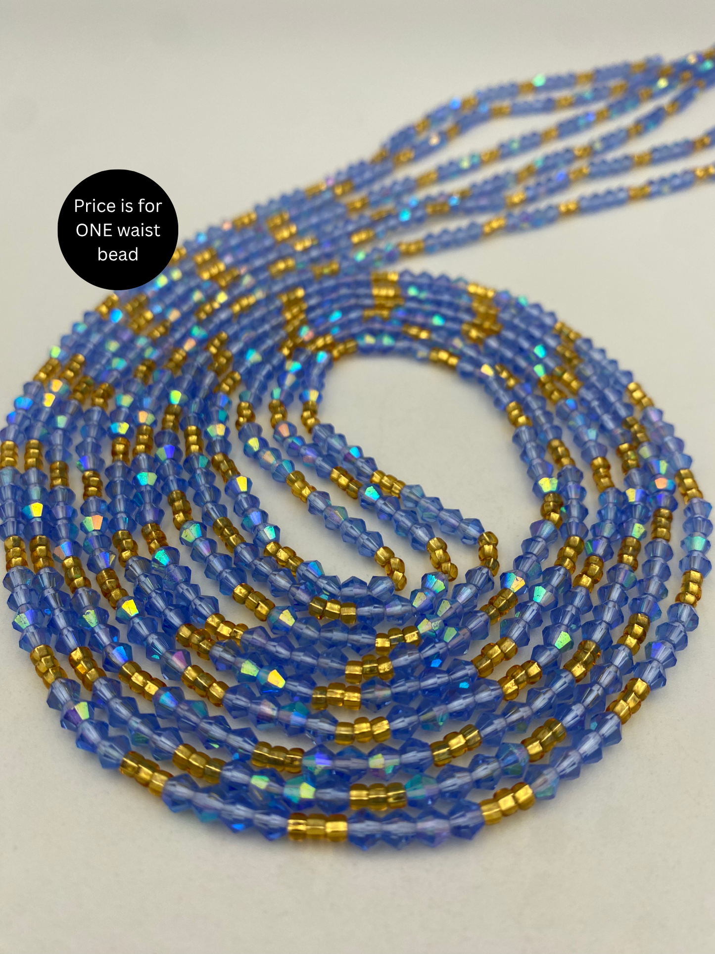 Variety of Crystal Waist Beads, Bicones, Mini crystal Waistbeads-  Choose your Color- Price Per Item - Tie On 40”-50”
