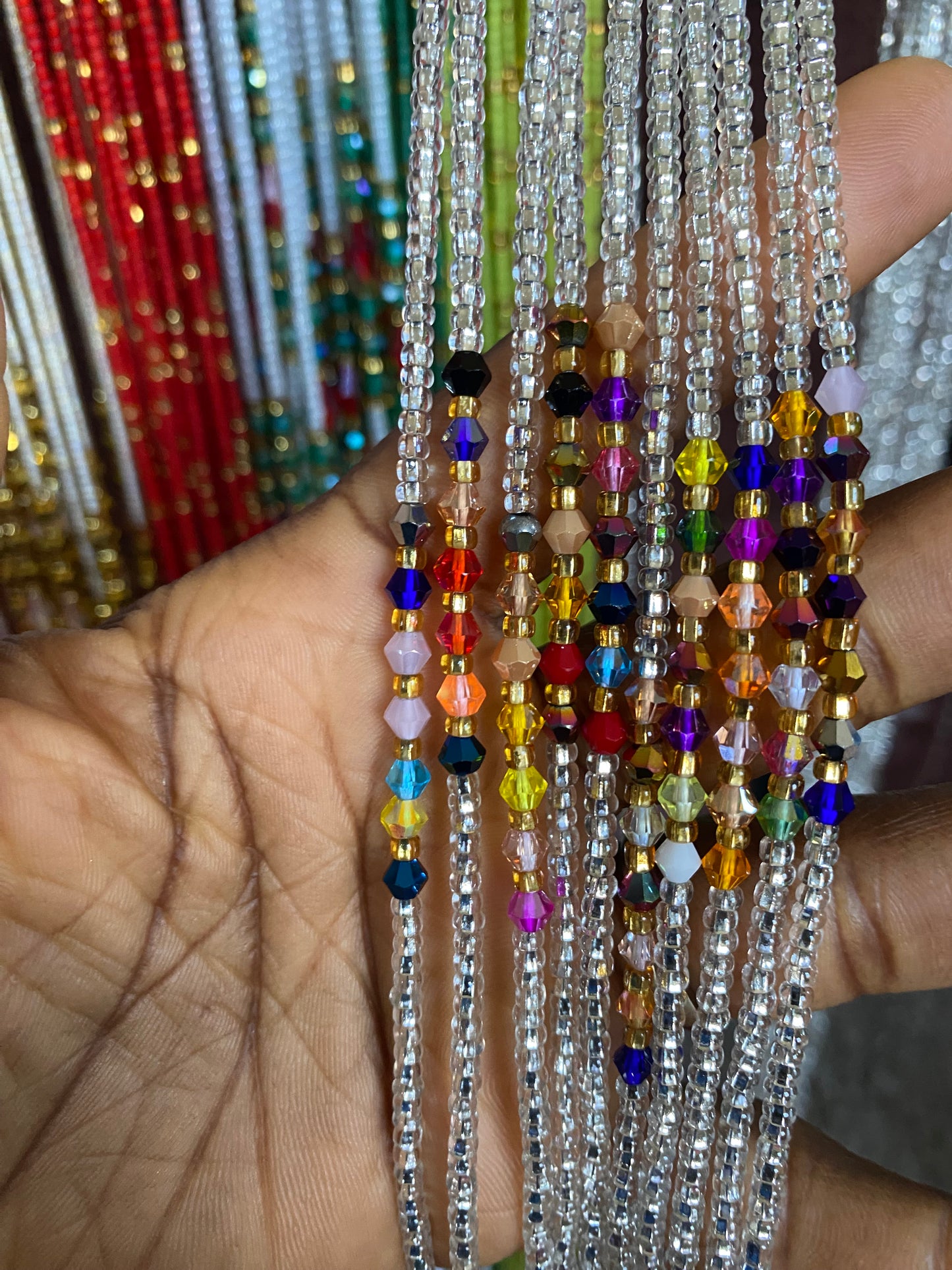 Wholesale Waist Beads – Bulk Multicolored Tie-On Strands (45”–50”)