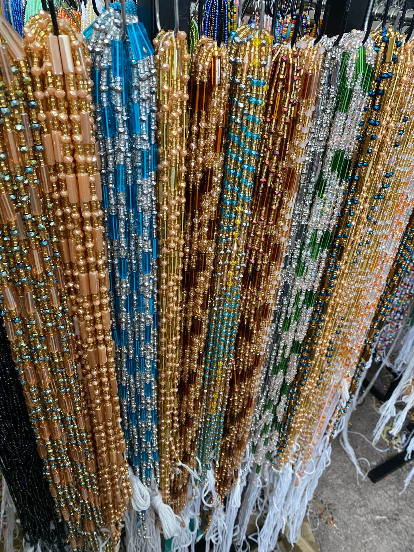 Wholesale African Waist Beads – Crystal Tie-On Strands 45”–50” (Bulk 25pcs Pack)