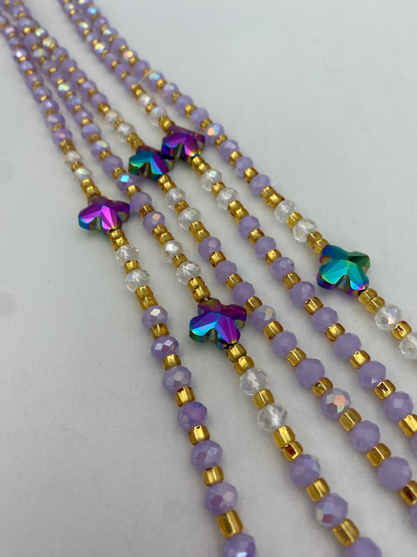Lavender- Purple | Waist Bead Weightloss |  Waist Beads – Luxury Tie-On Beaded Jewelry | Crystal WaistBead  | Body Adornment & Weight Tracking- 45–Inches | Ma Cherie
