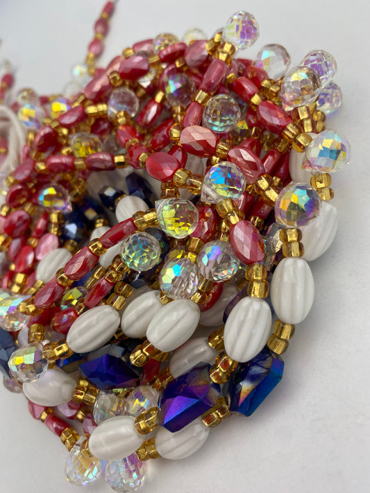 Red Crystal Waist Bead | Waist Beads – Luxury Tie-On Beaded Jewelry | Body Adornment & Weight Tracking | Price Per Item | 45–Inches