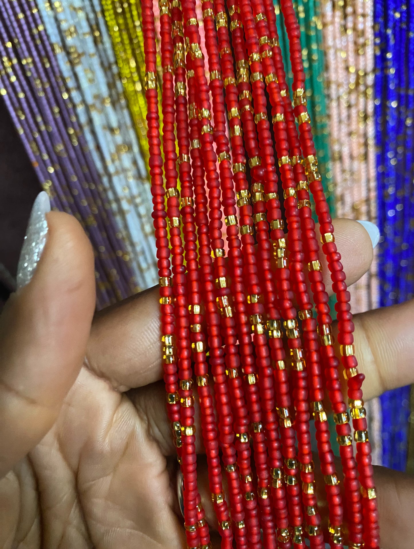 Wholesale Waist Beads – Bulk Multicolored Tie-On Strands (45”–50”)