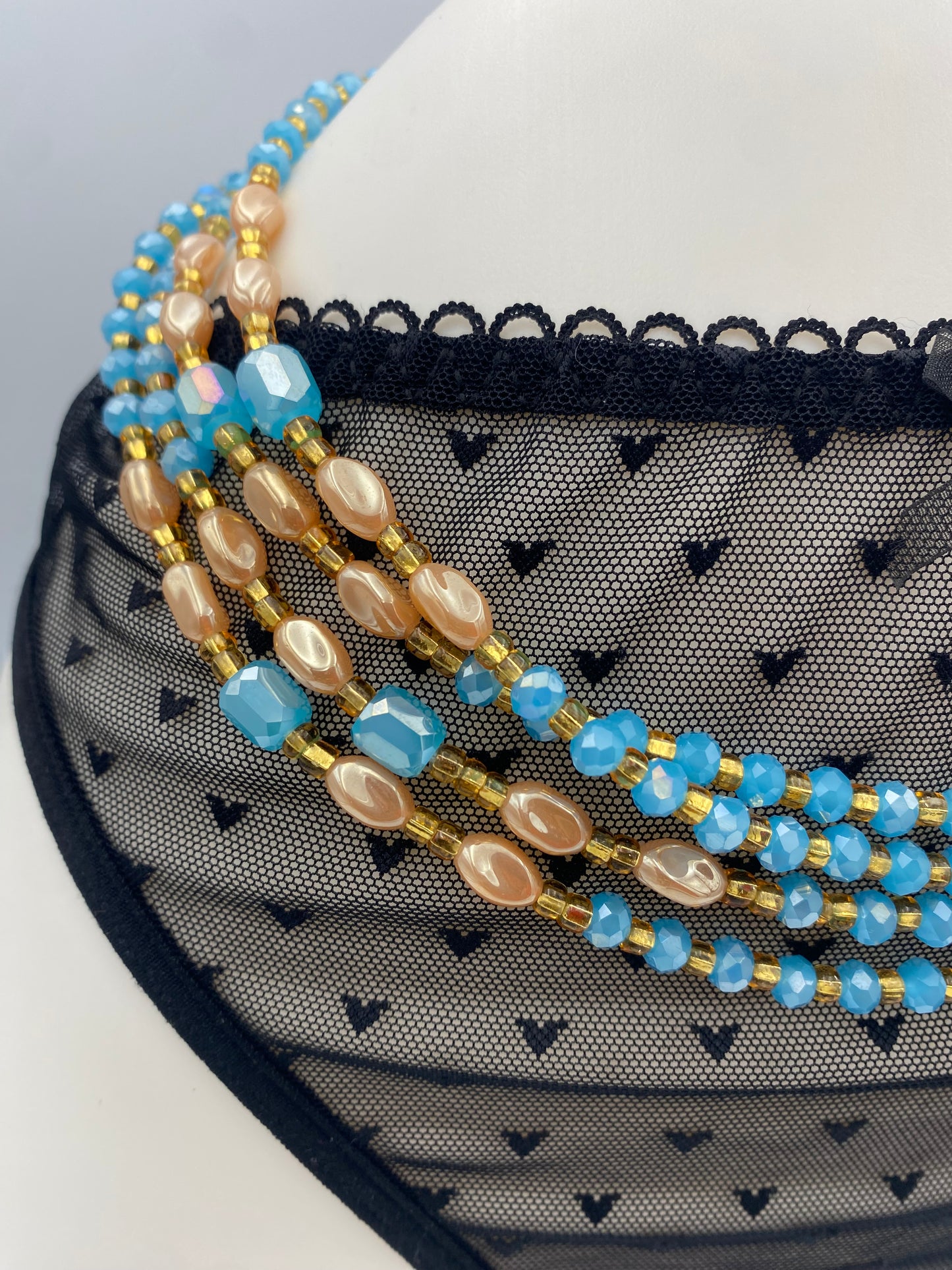 Blue Crystal Waist Bead- Tie on