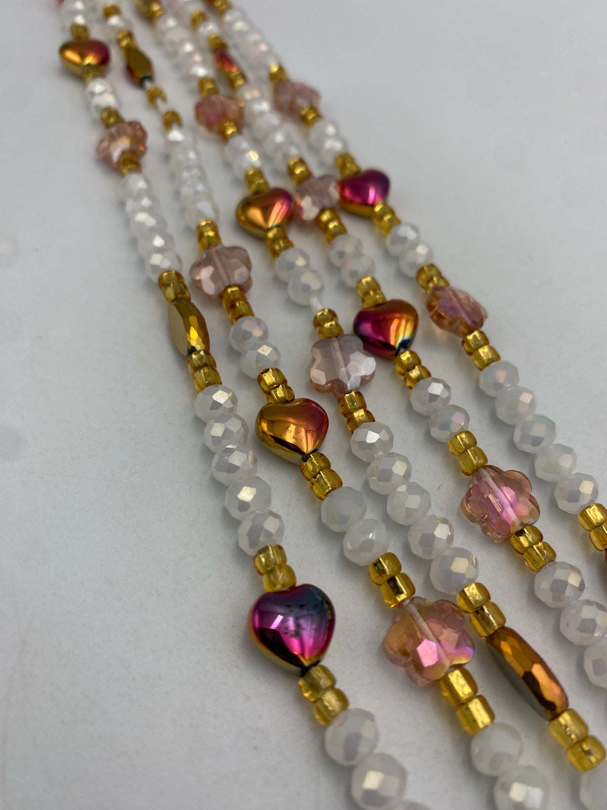 White Luxury Crystal Waist Bead 45”| 1 PC
