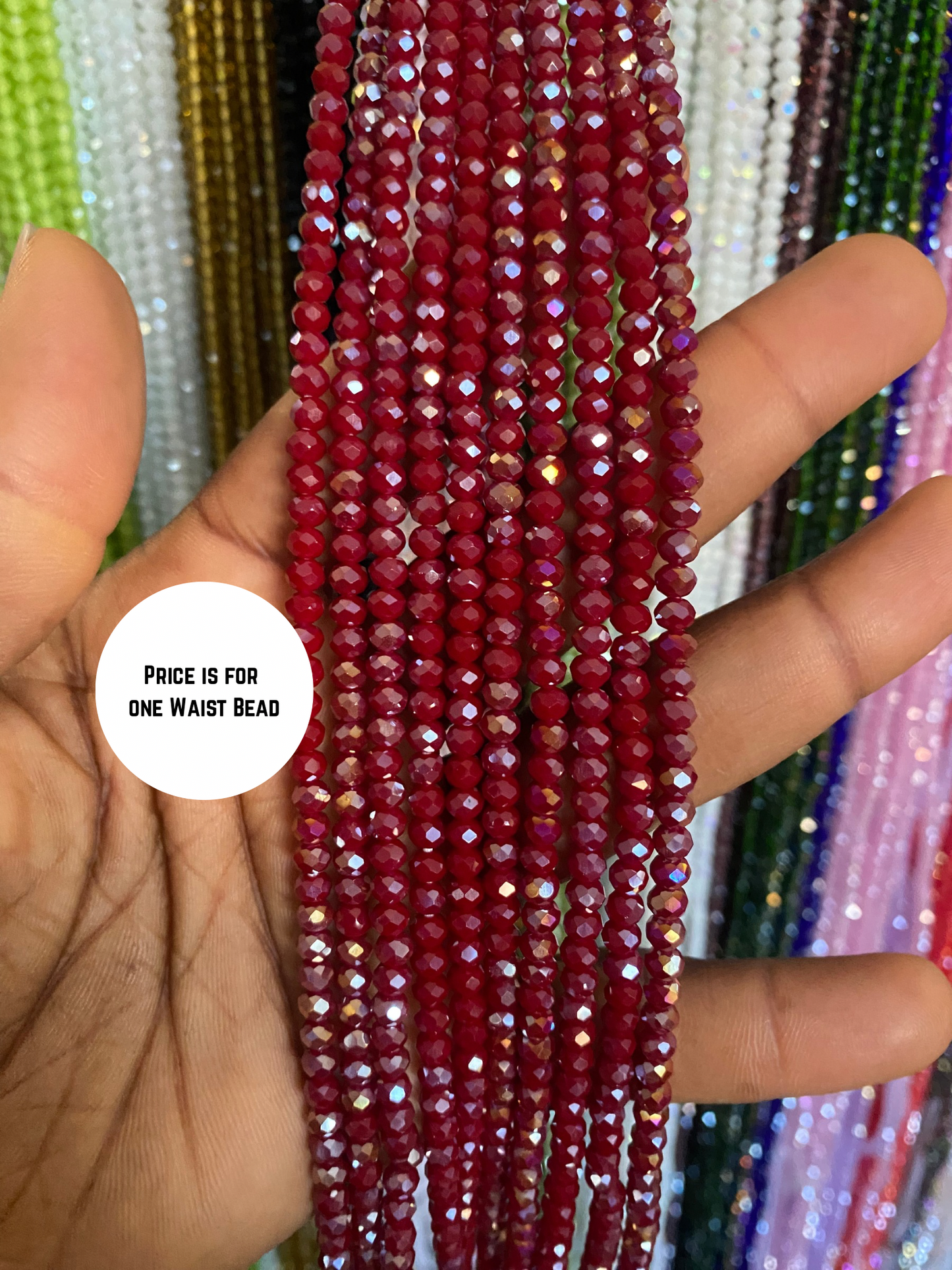 Crystal WaistBeads -TikTok Waist Beads – Variety of Styles – African Waist Jewelry – Tie-On (45”) – Add to Cart, Buy Now – Price Per 1 Waist Bead